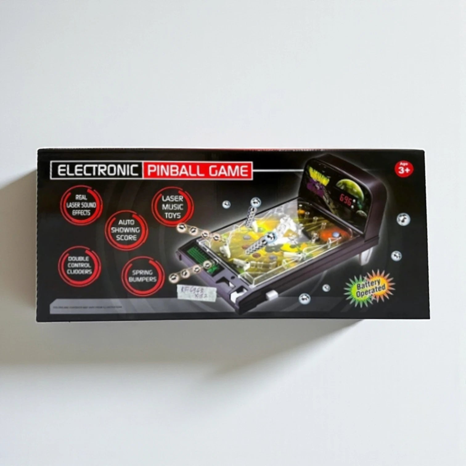 Electronic Pinball Game – Battery Operated Pinball Machine with Laser Sound, Auto Score, Double Flippers & Spring Bumpers | Retro Arcade Toy for Kids 3+ & Adults