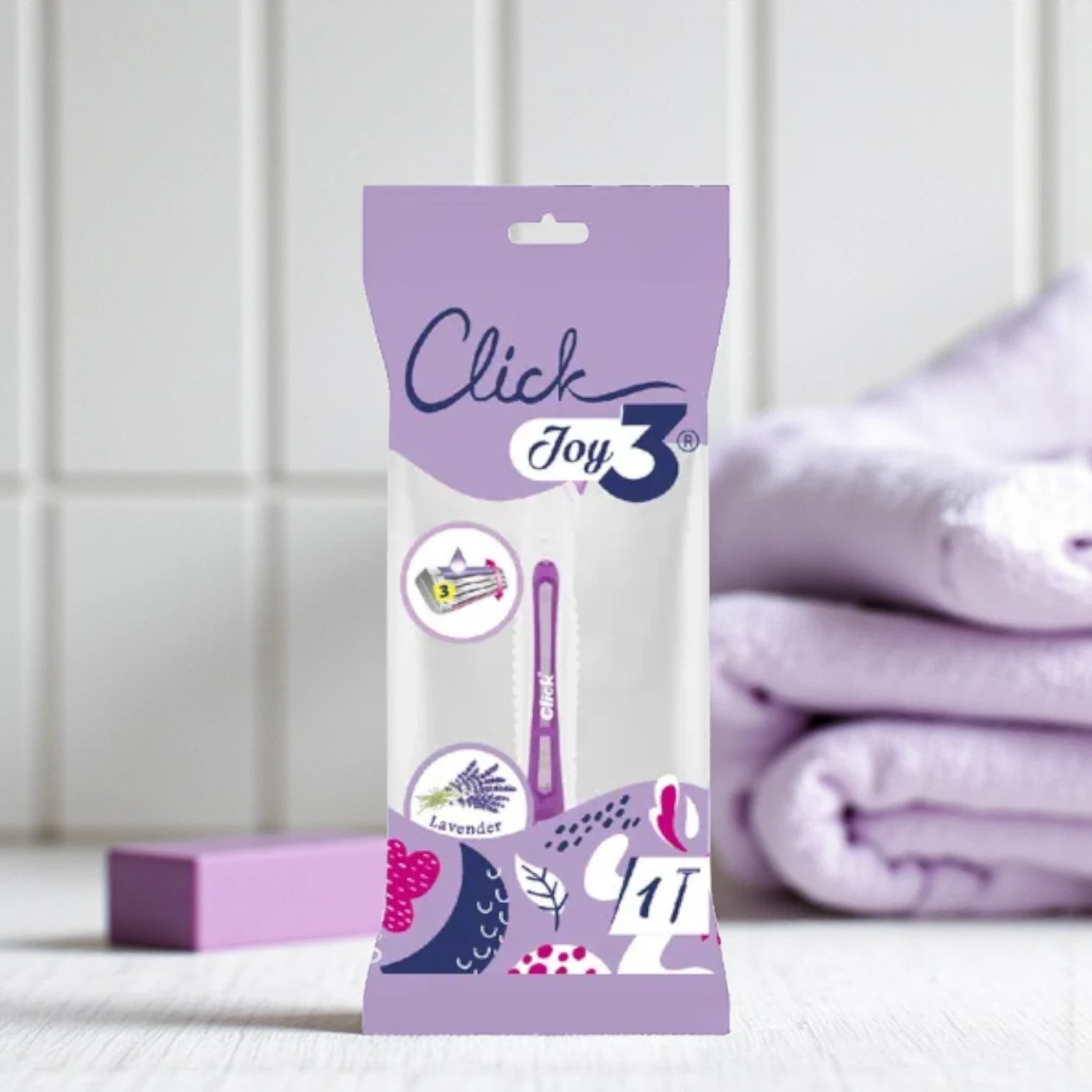 Click Joy3 Lavender Women’s Razor – 3 Blade Disposable Shaver with Lavender Scent, Smooth & Gentle Shaving Experience – 1 Piece Pack - Damoo