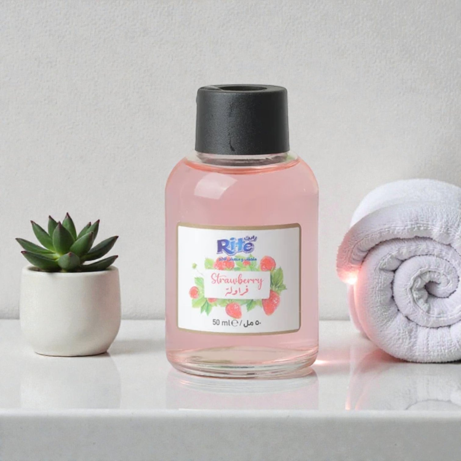 Rite Strawberry Reed Diffuser – Fresh Fruity Home Fragrance with Decorative Glass Bottle – 50ml Room Freshener - Damoo
