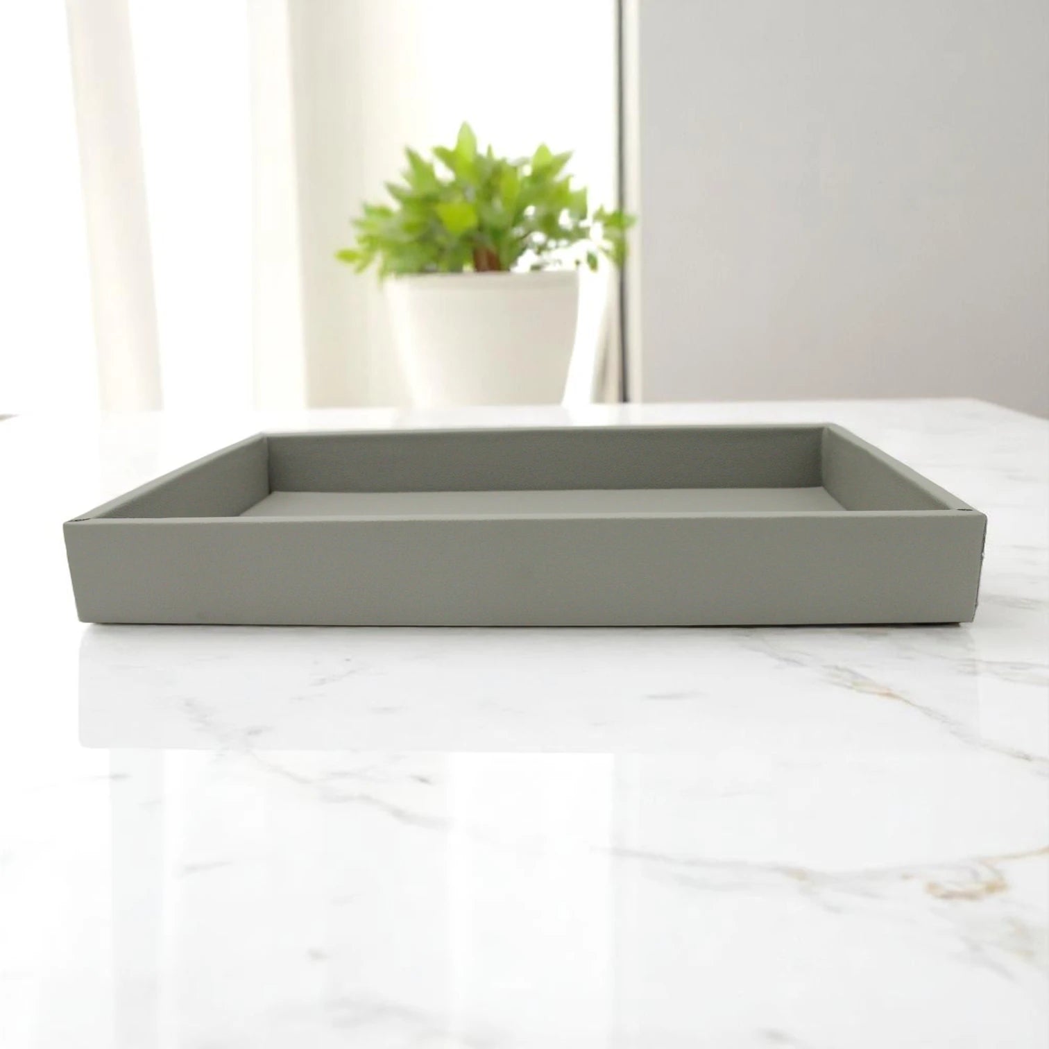 Leather Decorative Serving Tray – Multi-Use Organizer for Food, Perfume, Jewelry & Home Décor - Modern Farmhouse Style - Damoo