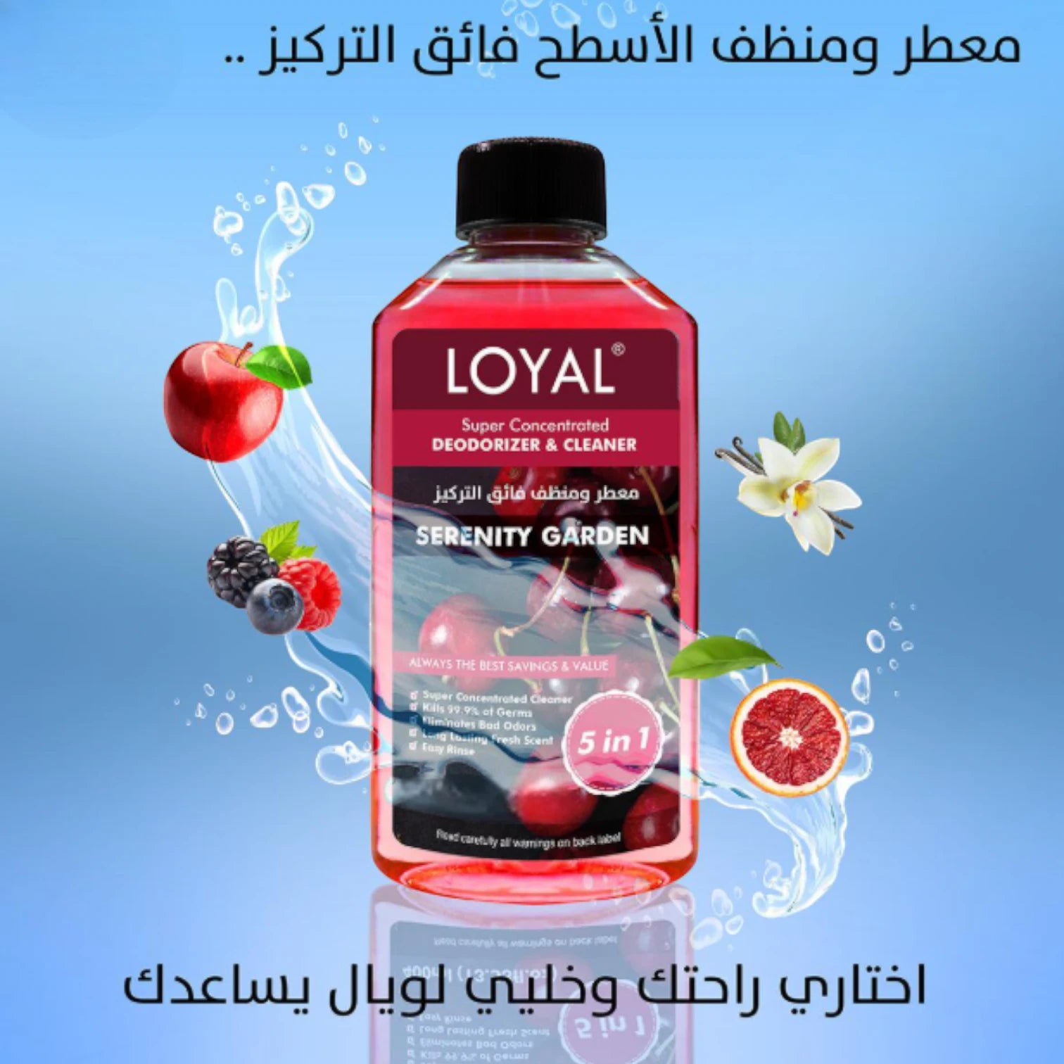 LOYAL Super Concentrated Deodorizer & Cleaner – Serenity Garden | 5-in-1 Multi-Surface Formula, Disinfects, Deodorises & Refreshes - Damoo