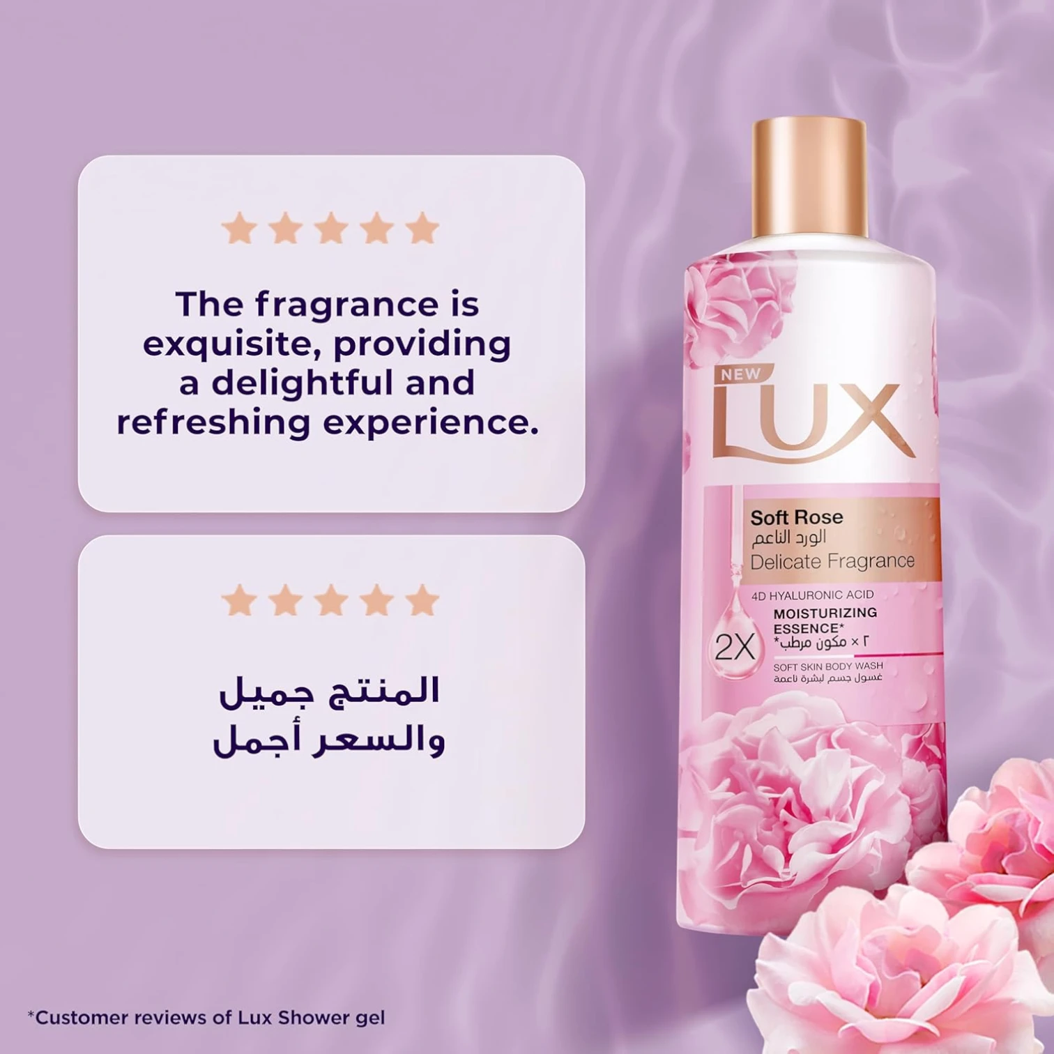 Lux Body Wash & Hand Wash Combo – Soft Rose with 4D Hyaluronic Acid 250ml + Botanicals Skin Detox Hand Wash with Camellia & Aloe Vera 240ml | Hydrating & Purifying for All Skin Types - Damoo