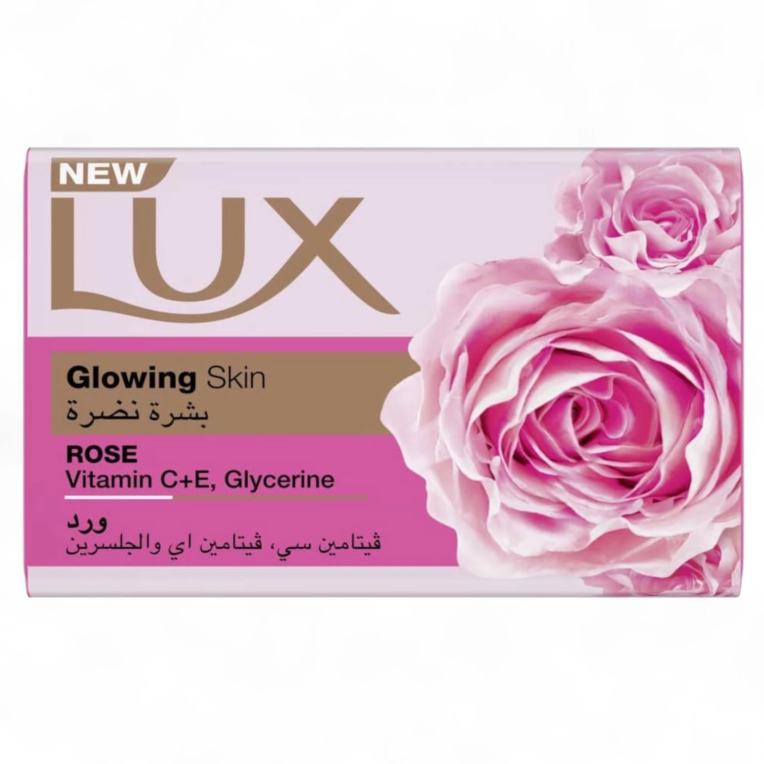LUX Glowing Skin Soap Bar with Rose Scent 170g x 6 – Enriched with Vitamin C, E & Glycerine – Brightens, Nourishes & Hydrates for Radiant Complexion - Damoo