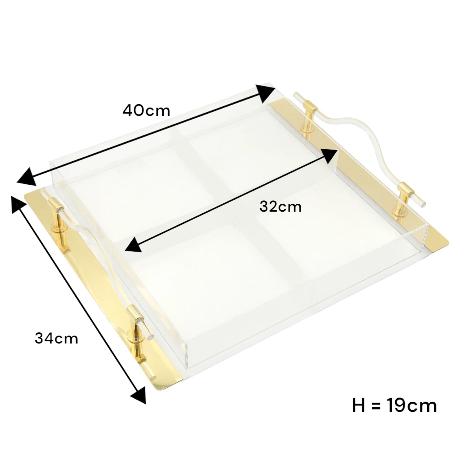 Luxury Acrylic Rectangular Serving Tray with Gold Metal Accents – Modern Dome Holder for Sweets, Treats, and Gifting - Damoo