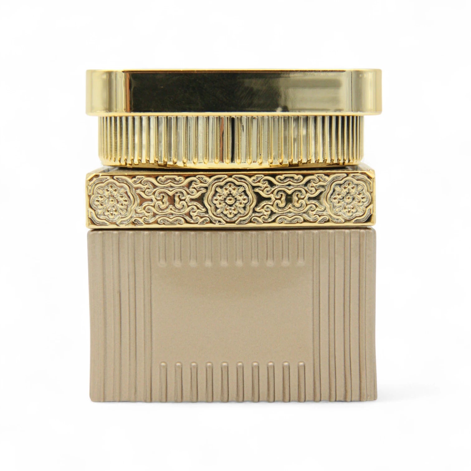 Luxury Black & Gold Square Bakhoor Jar 110ML | Unique Design | Empty Oud Storage Jar - Damoo