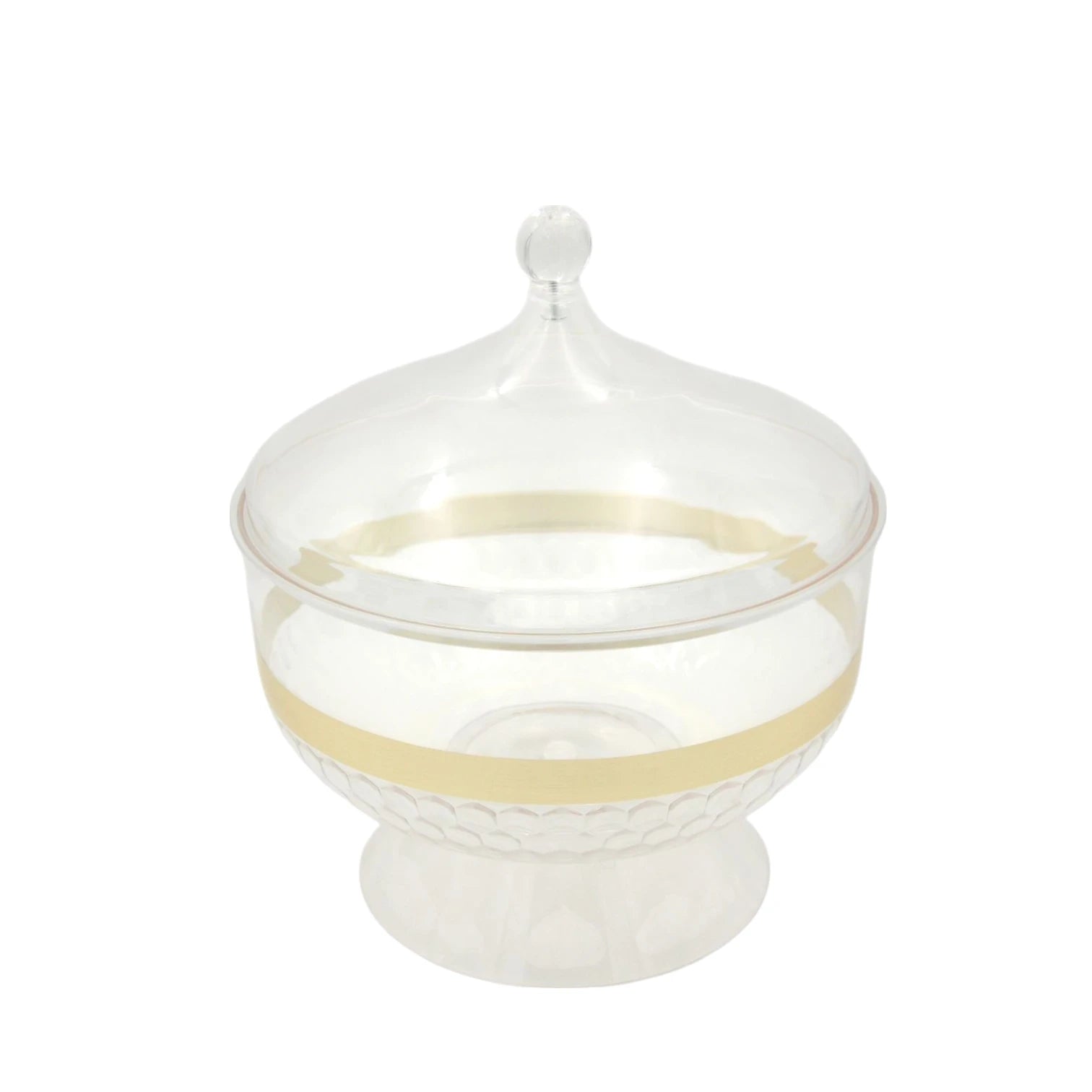 Luxury Clear Acrylic Candy Box with Gold Trim & Ornate Dome Lid – Elegant Serving Bowl for Sweets, Dates, Nuts & Chocolates – Ideal for Ramadan, Eid & Home Décor - Damoo