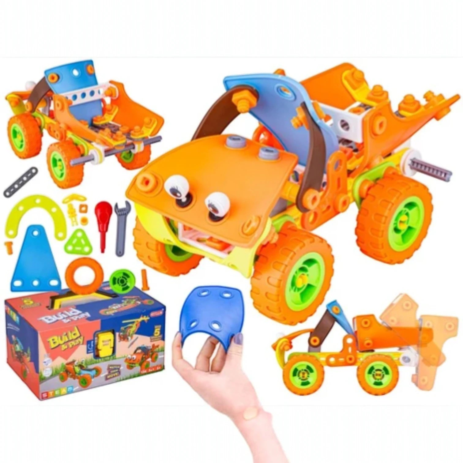 Kids STEM Build & Play Construction Set – 5 in 1 Model Assembly Toy with 136 Pieces, DIY Building Kit for Children Age 5+ - Damoo