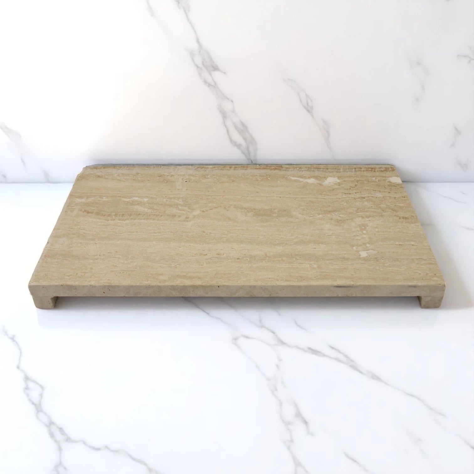 Marble Board with Tiny Legs – Decorative Tray for Jewelry, Food, and Home Decor - Multipurpose Elevated Serving Tray - Damoo