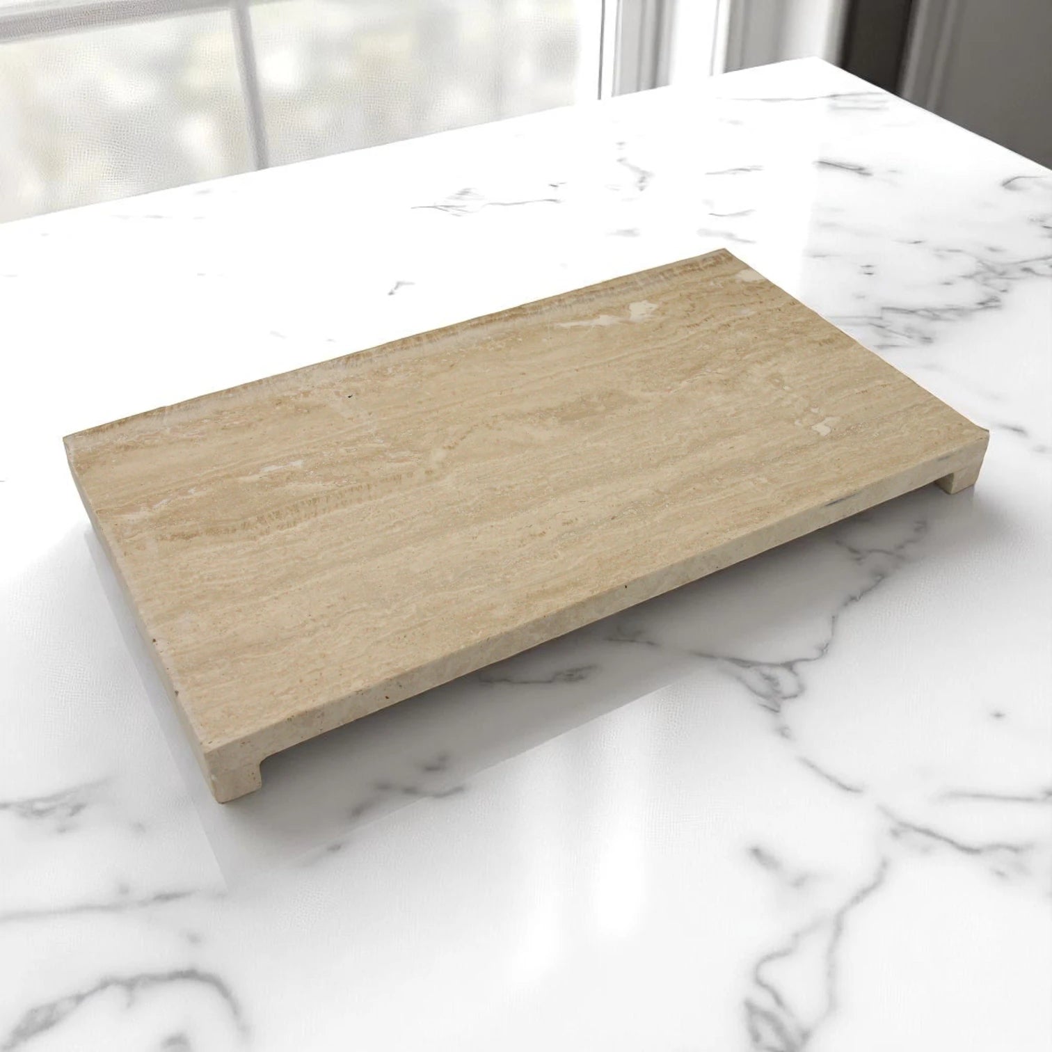 Marble Board with Tiny Legs – Decorative Tray for Jewelry, Food, and Home Decor - Multipurpose Elevated Serving Tray - Damoo