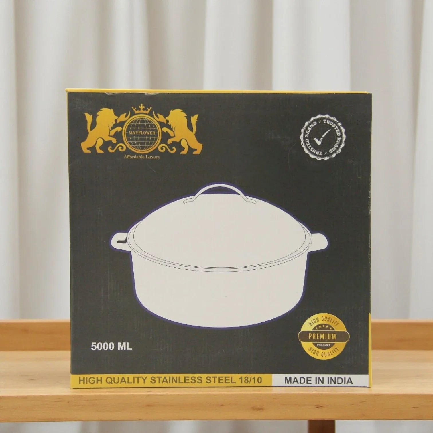 Mayflower 5000ml Premium Stainless Steel Hot Pot – Affordable Luxury with Timeless Floral Motif, Made in India - Damoo