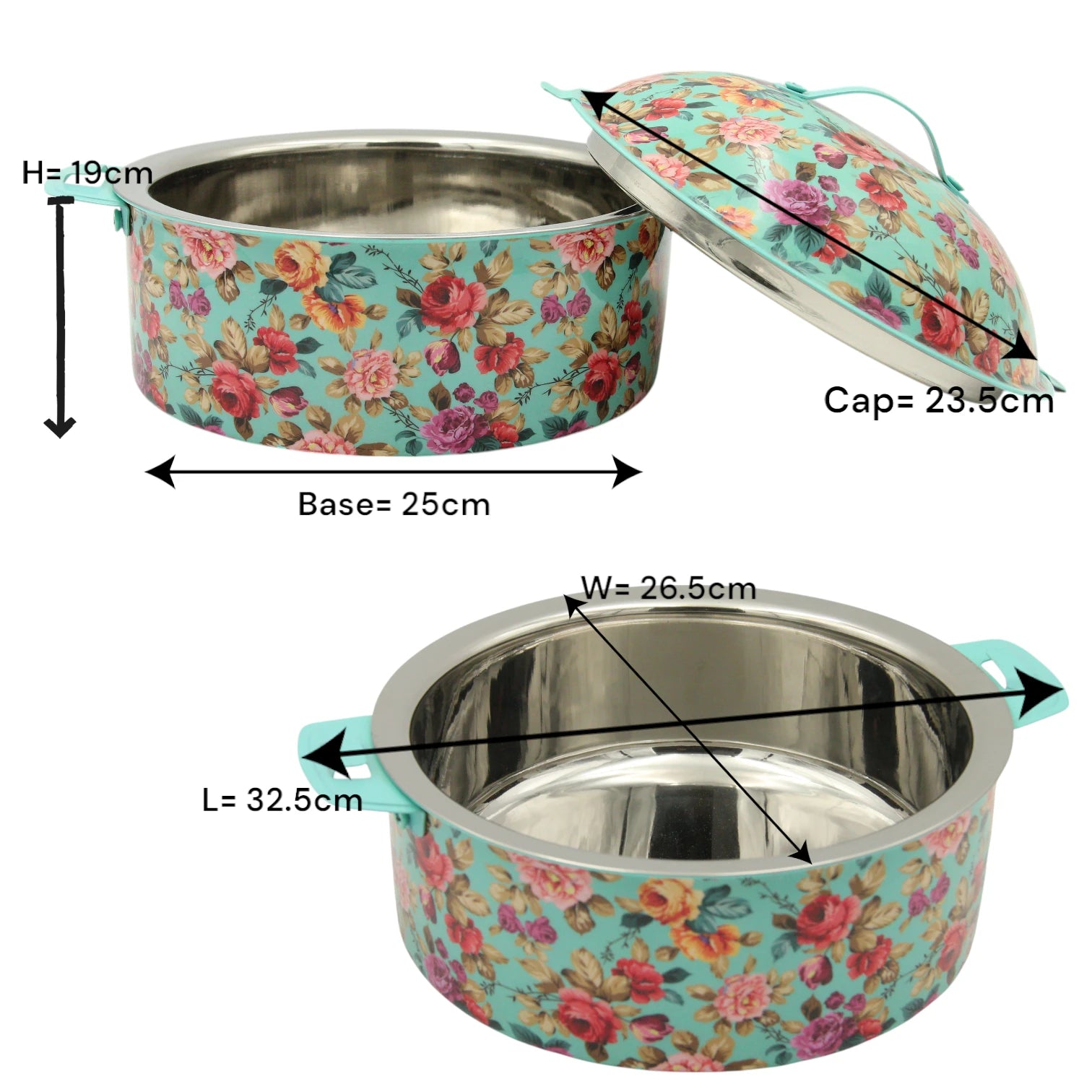 Mayflower Floral Hot Pot Casserole – 3500 ML - Stainless Steel Food Warmer with Elegant Printed Design - Damoo