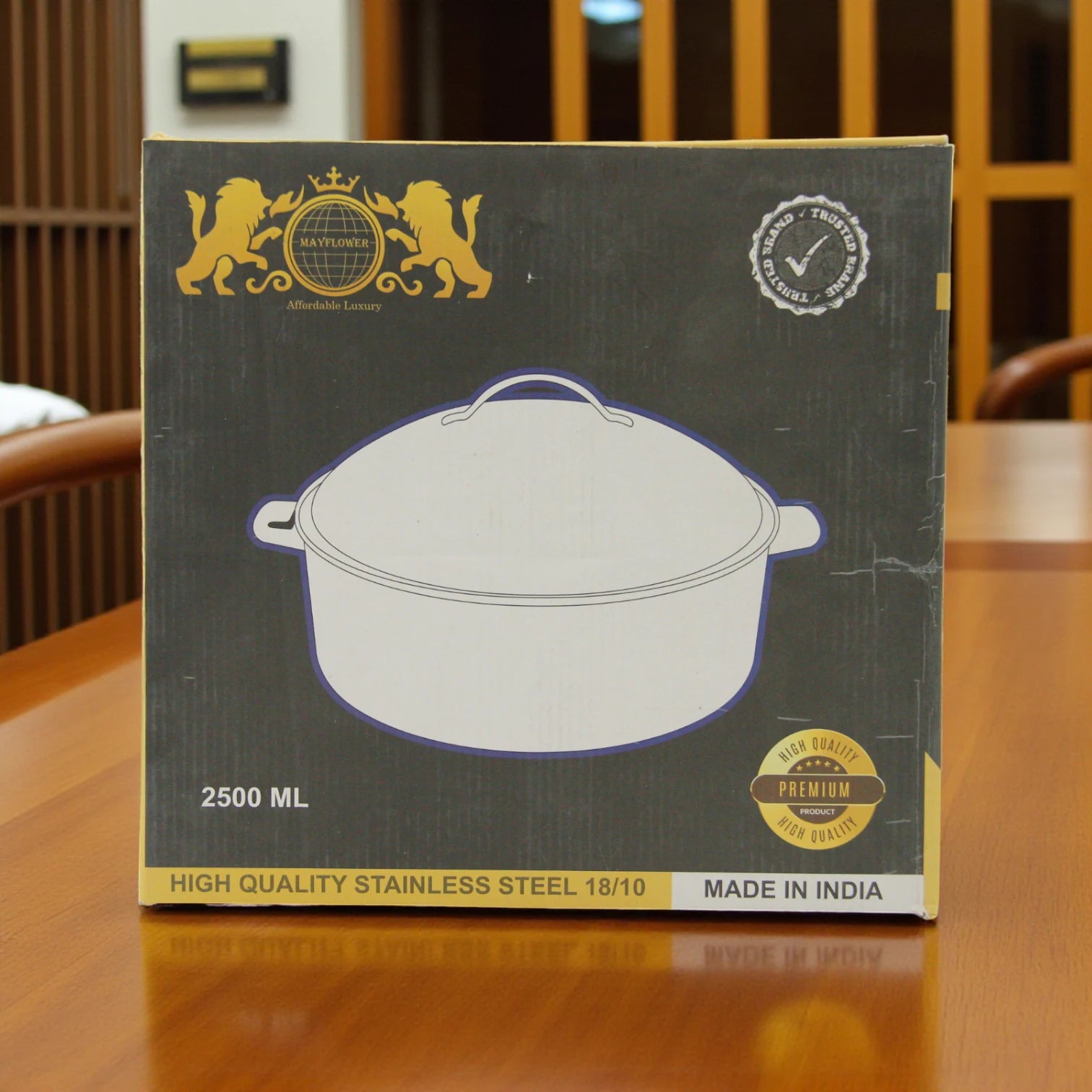 MayFlower Floral Stainless Steel Hot Pot – 2500ml Insulated Casserole Dish with Lid – Elegant Thermal Food Warmer – Keeps Food Hot & Fresh - 2500 ML - Damoo