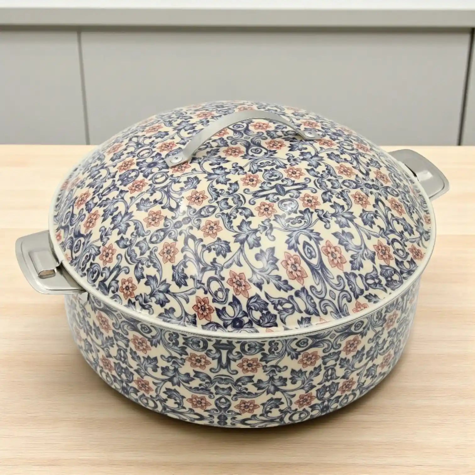 Mayflower Stainless Steel Hot Pot – Affordable Luxury Floral Motif Serveware, Made in India - Damoo