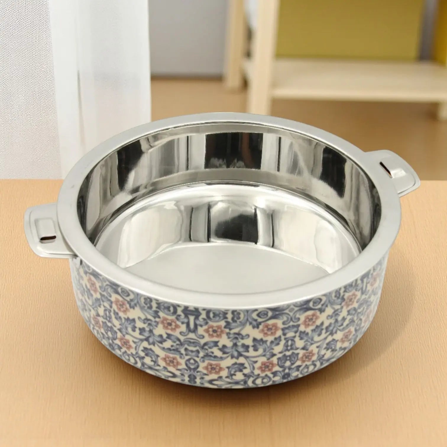 Mayflower Stainless Steel Hot Pot – Affordable Luxury Floral Motif Serveware, Made in India - Damoo