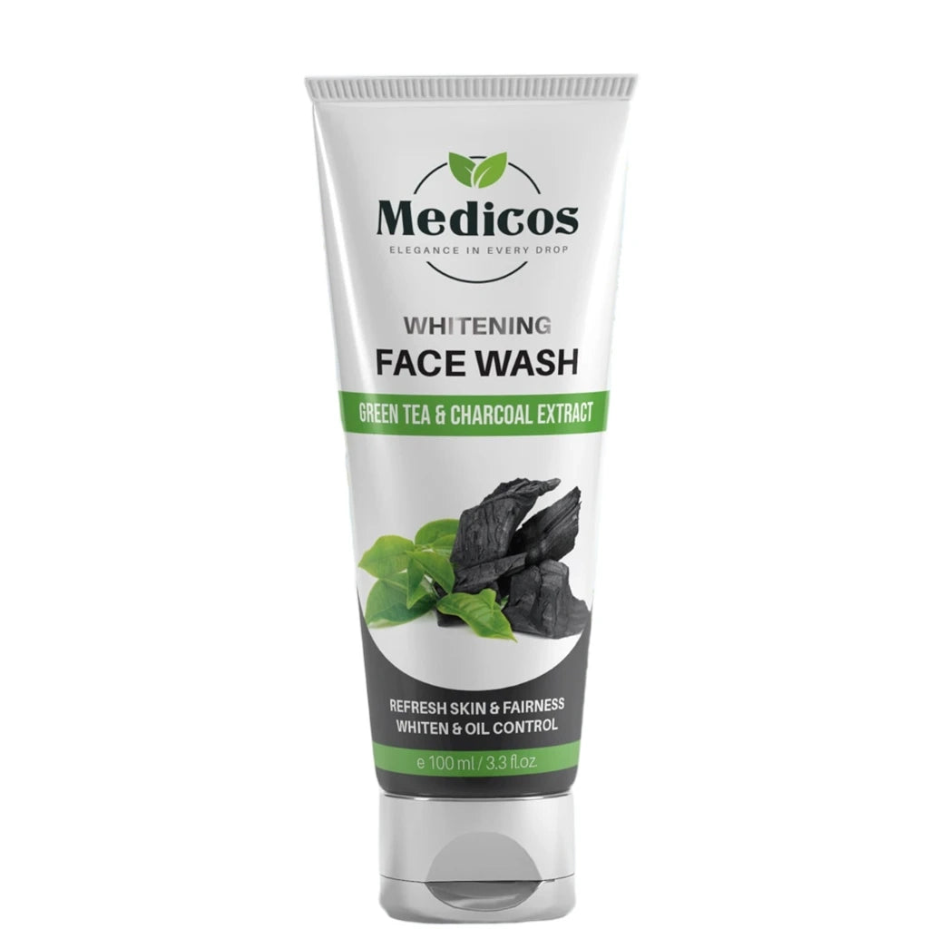 Medicos Face Wash with Green Tea & Charcoal Extract – 150ml Deep Cleansing, Oil Control & Brightening Face Wash – Hydrating & Soothing Formula for Clear, Healthy Skin – Gentle for All Skin Types - Damoo