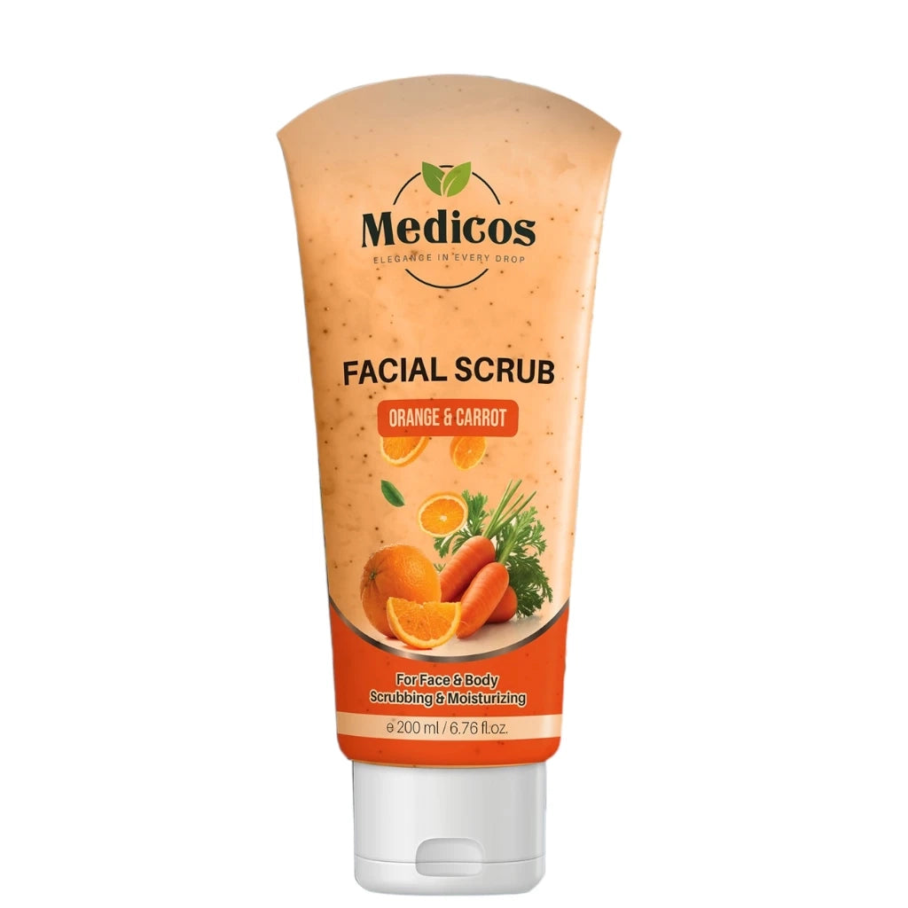 Medicos Face Wash with Orange & Carrot Extract – 200ml Natural Brightening Cleanser for Glowing Skin, Enriched with Vitamins A & C – Deep Cleansing, Nourishing & Daily Skincare for All Skin Types - Damoo