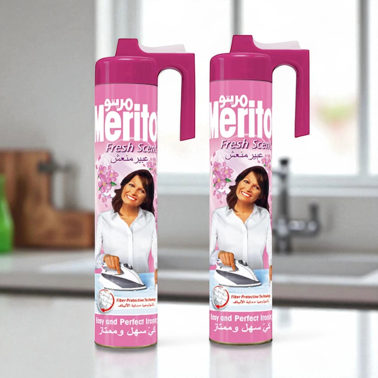 Merito Spray Starch – Fresh Scent, Fabric Ironing Spray with Fiber Protection – 2x500ml (Multicolour) - Damoo