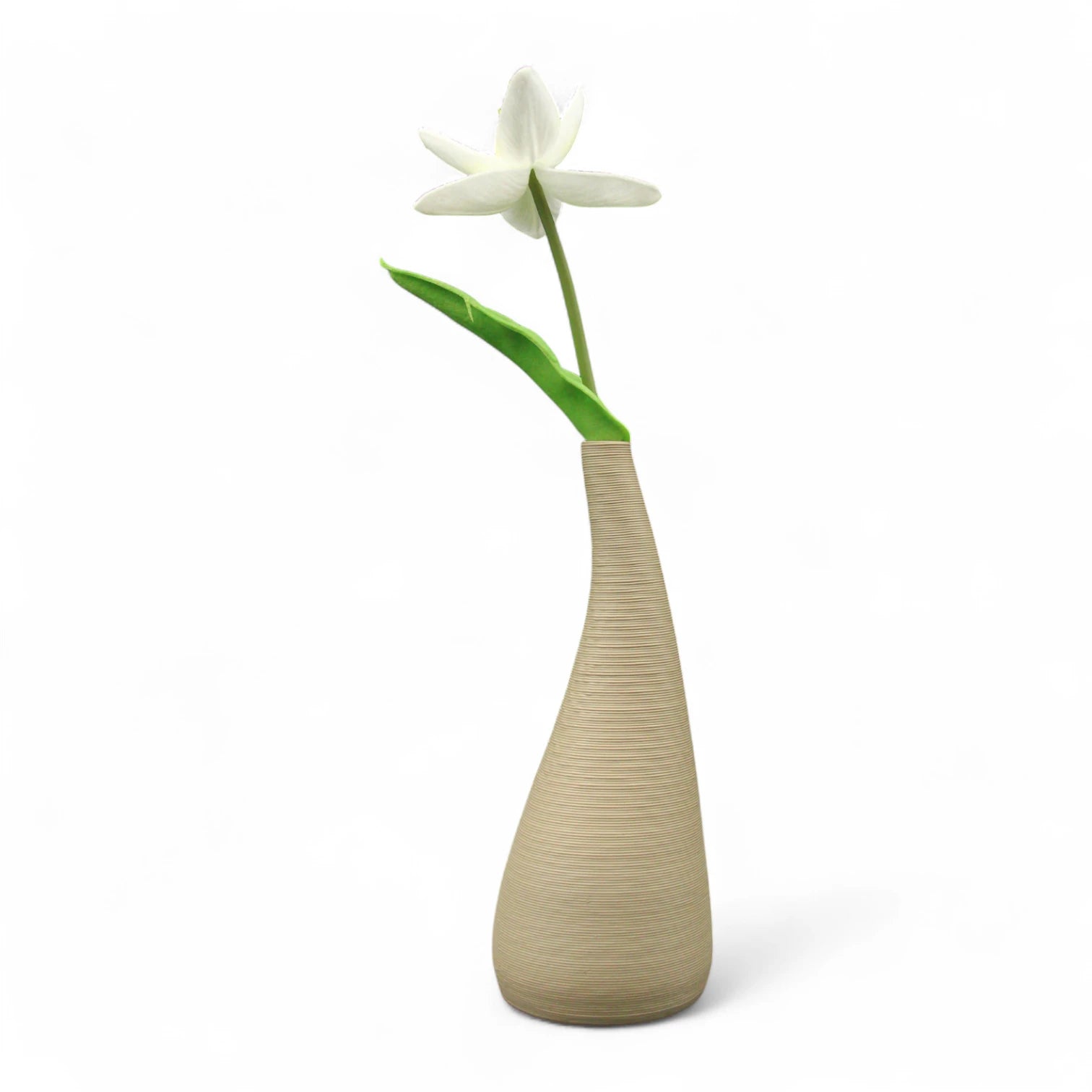 Minimalist Ceramic Vase with Artificial White Flower – Modern Home Decor Accent - Damoo