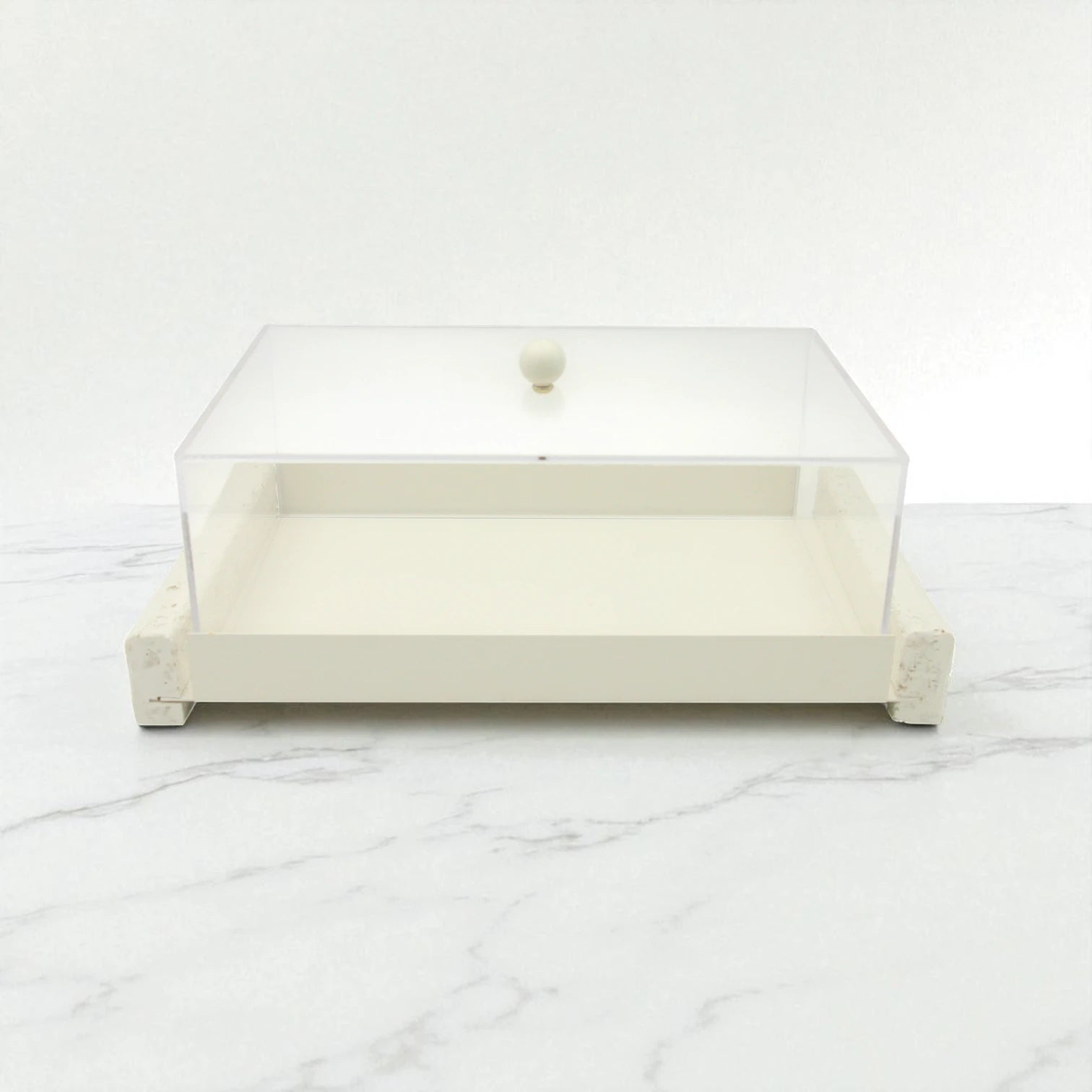 Minimalist Serving Tray with Clear Acrylic Lid – Modern Display Stand for Pastries, Desserts & Elegant Home Organization - Damoo