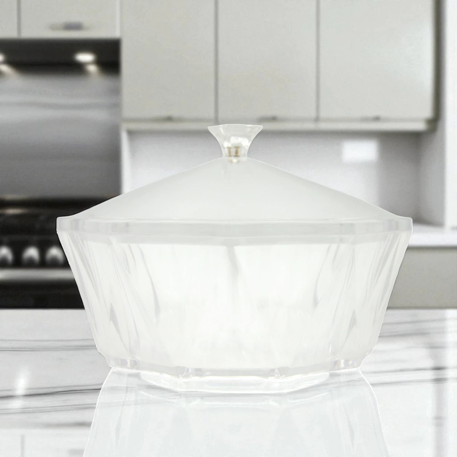 Modern Acrylic Candy Bowl with Lid – Transparent Decorative Treat Jar for Sweets, Dates, Chocolates & Snacks – Elegant Tabletop Organizer - Damoo