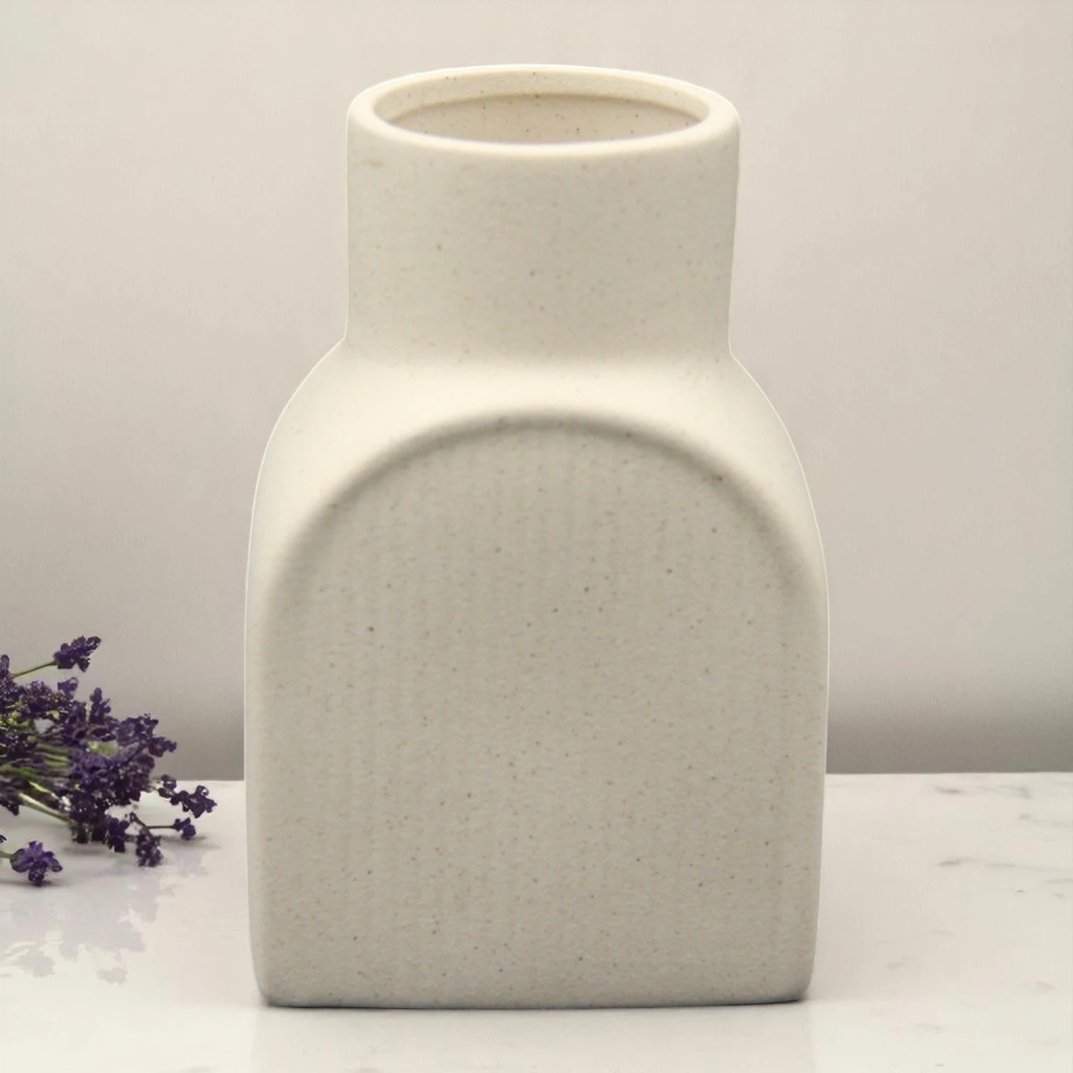 Modern Beige Ceramic Vase Set – Minimalist Decorative Vases for Pampas Grass, Dried Flowers, and Contemporary Home Accents - Damoo