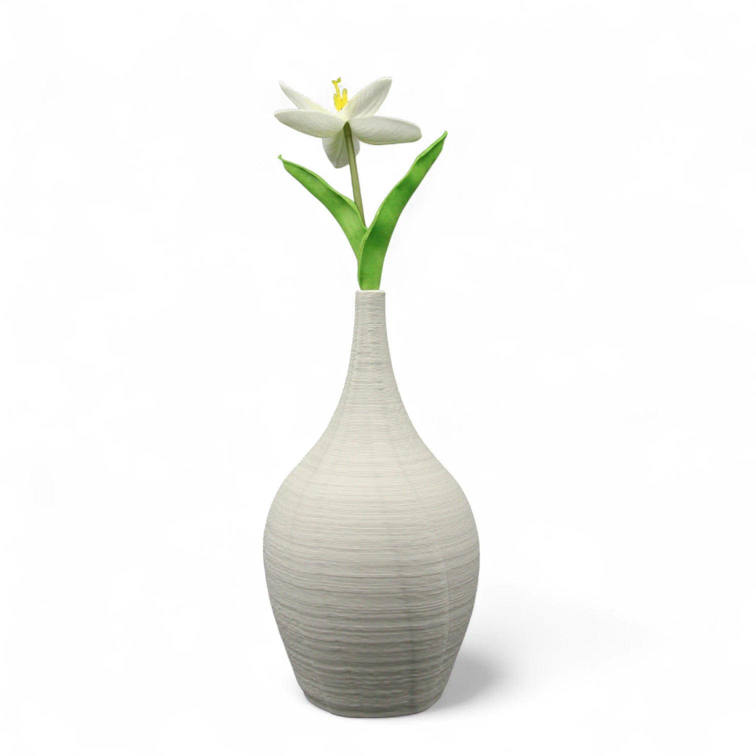 Modern Ceramic Flower Vase – Elegant White Decorative Vase for Home Decor, Living Room, Table Centerpiece or Office Styling - Damoo
