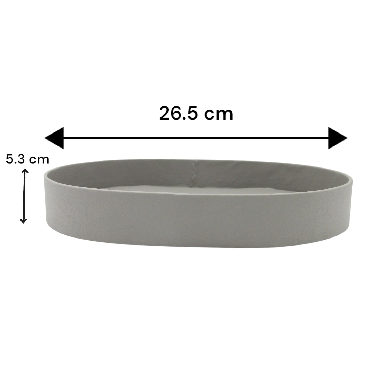Modern Gray Oval Leather Catchall Tray – Sleek PU Leather Valet Organizer for Entryway, Office, or Nightstand - Damoo