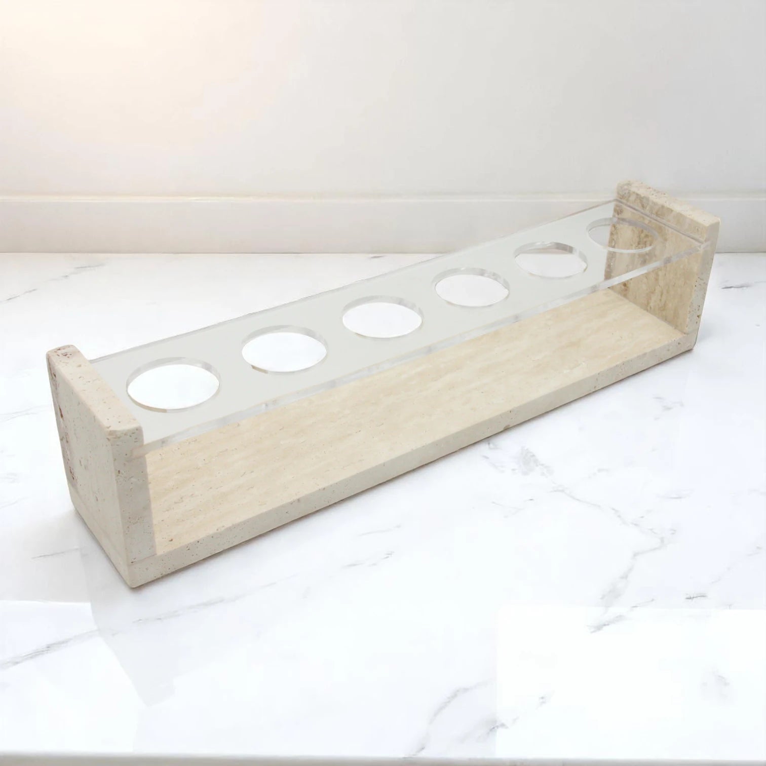 Modern Marble & Acrylic Coffee Cup Stand | 6-Cup Minimalist Mug Holder for Kitchen, Coffee Bar & Display - Damoo
