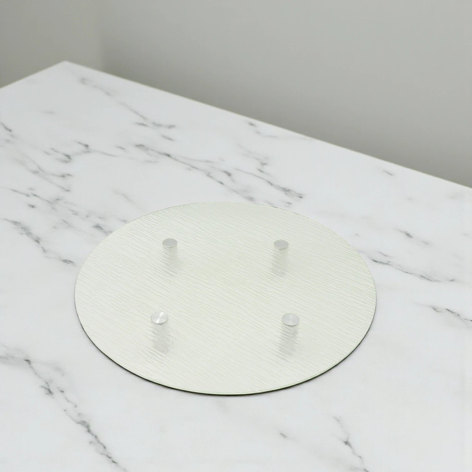 Modern Textured Glass Display Platter with Metal Legs – Elegant Elevated Serving Stand for Desserts, Appetizers & Decor - Damoo