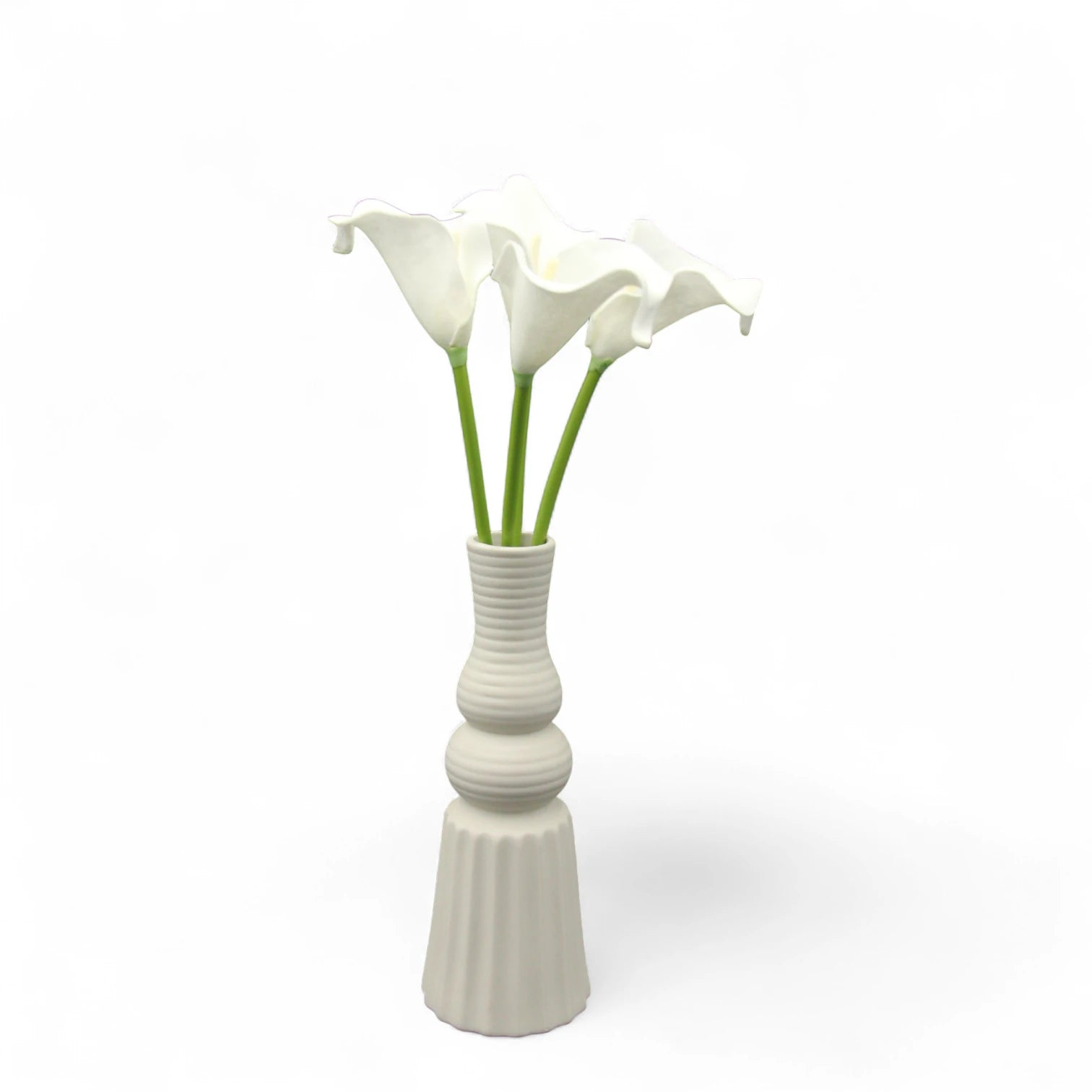 Modern Textured White Ceramic Vase – Geometric Minimalist Flower Vase for Home Decor, Shelf Styling, and Centerpieces - Damoo