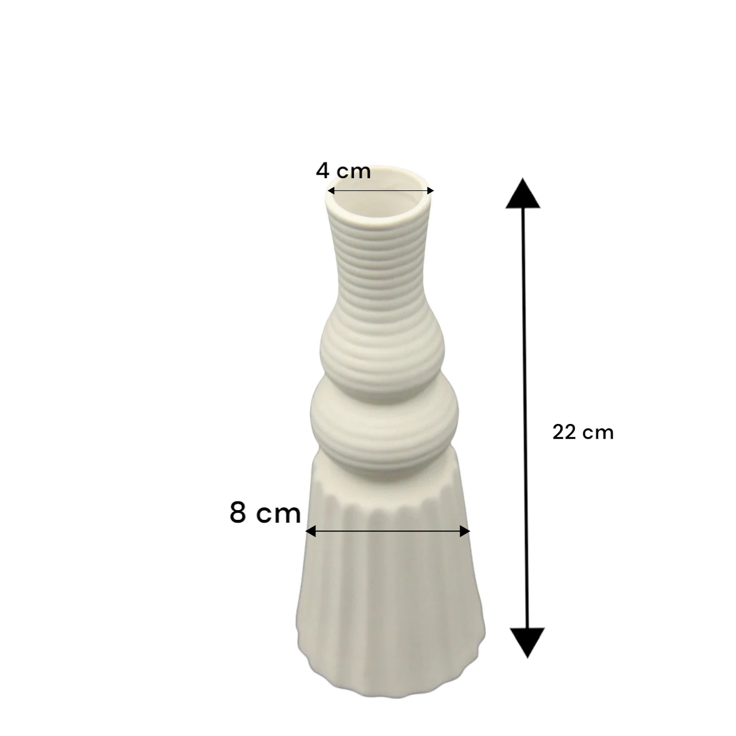 Modern Textured White Ceramic Vase – Geometric Minimalist Flower Vase for Home Decor, Shelf Styling, and Centerpieces - Damoo
