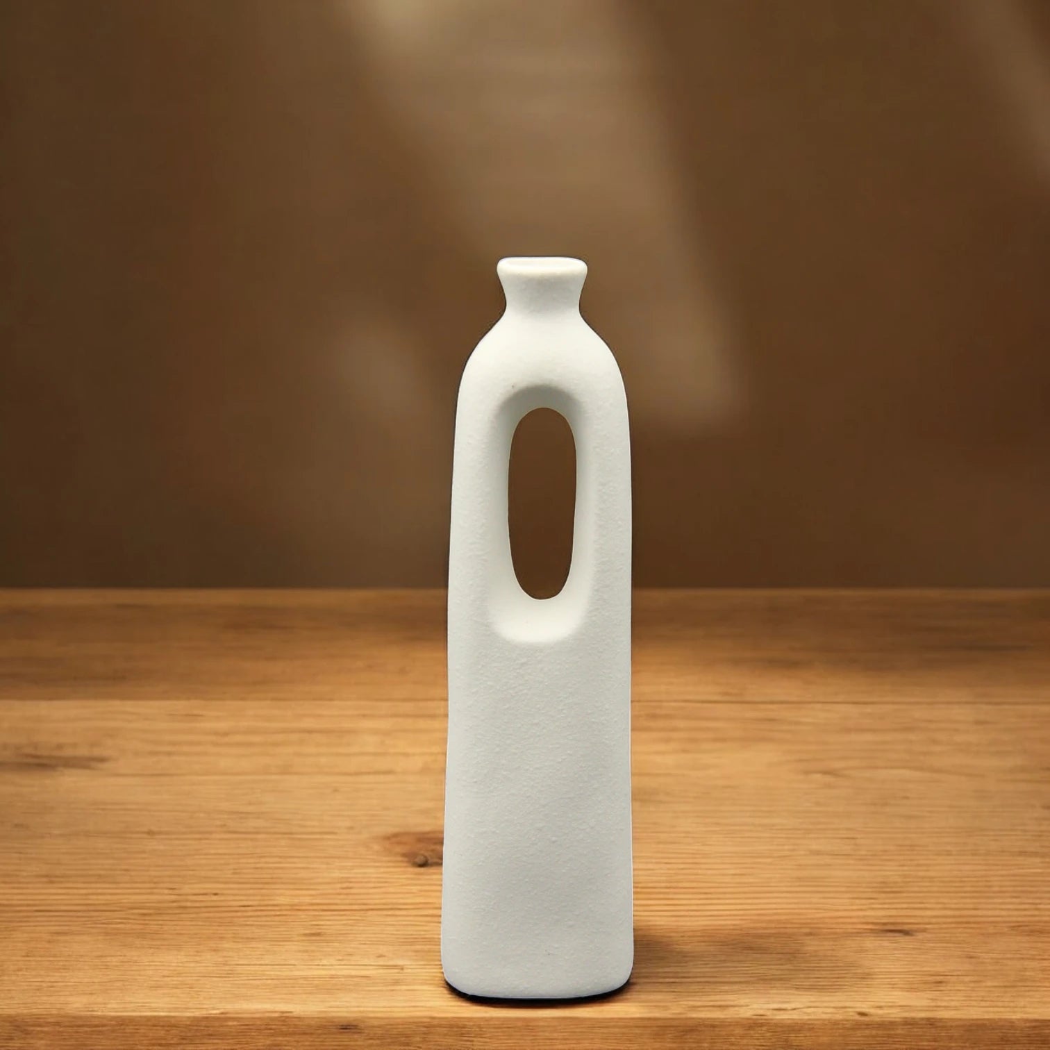 Modern White Ceramic Vase with Cut-Out Design – Minimalist Decorative Flower Holder for Home, Office, or Event Centerpieces - Damoo