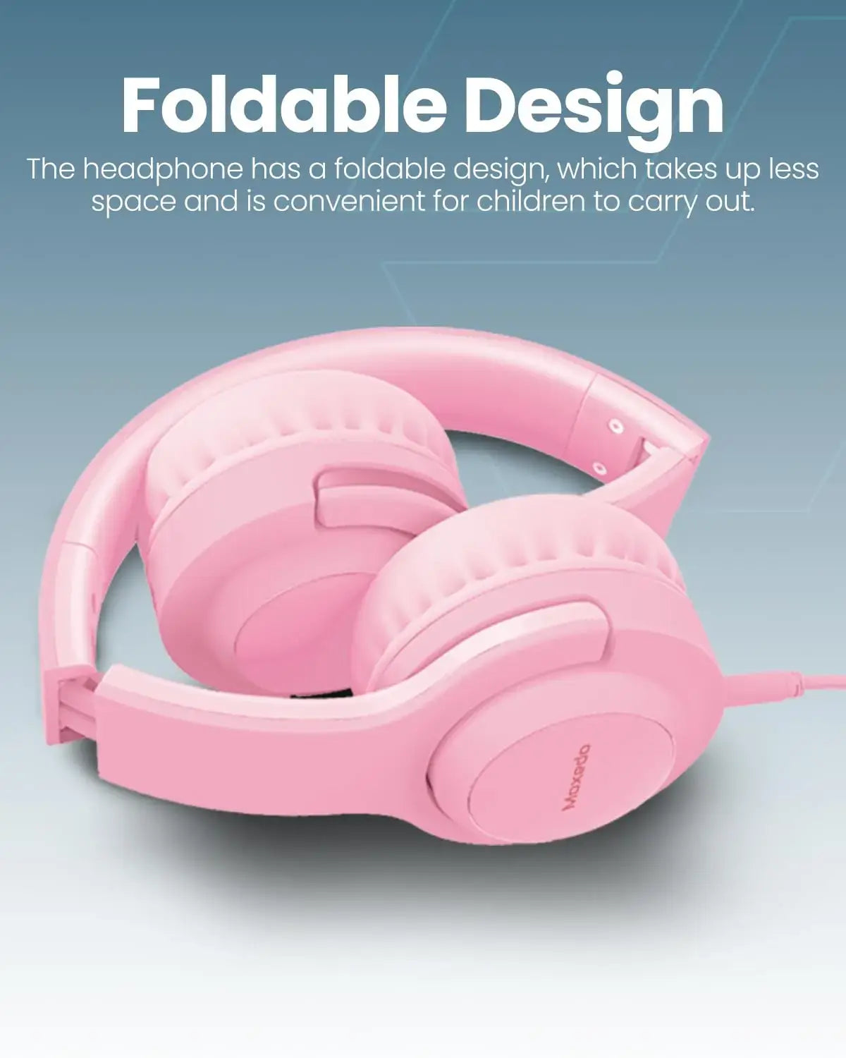 Moxedo Tiny Tunes Wired On-Ear Headphones with Built-in Mic, In-Line Remote, Foldable Adjustable Design, Stereo Sound, 93dB Sensitivity – Lightweight Headset for Music & Calls - Damoo