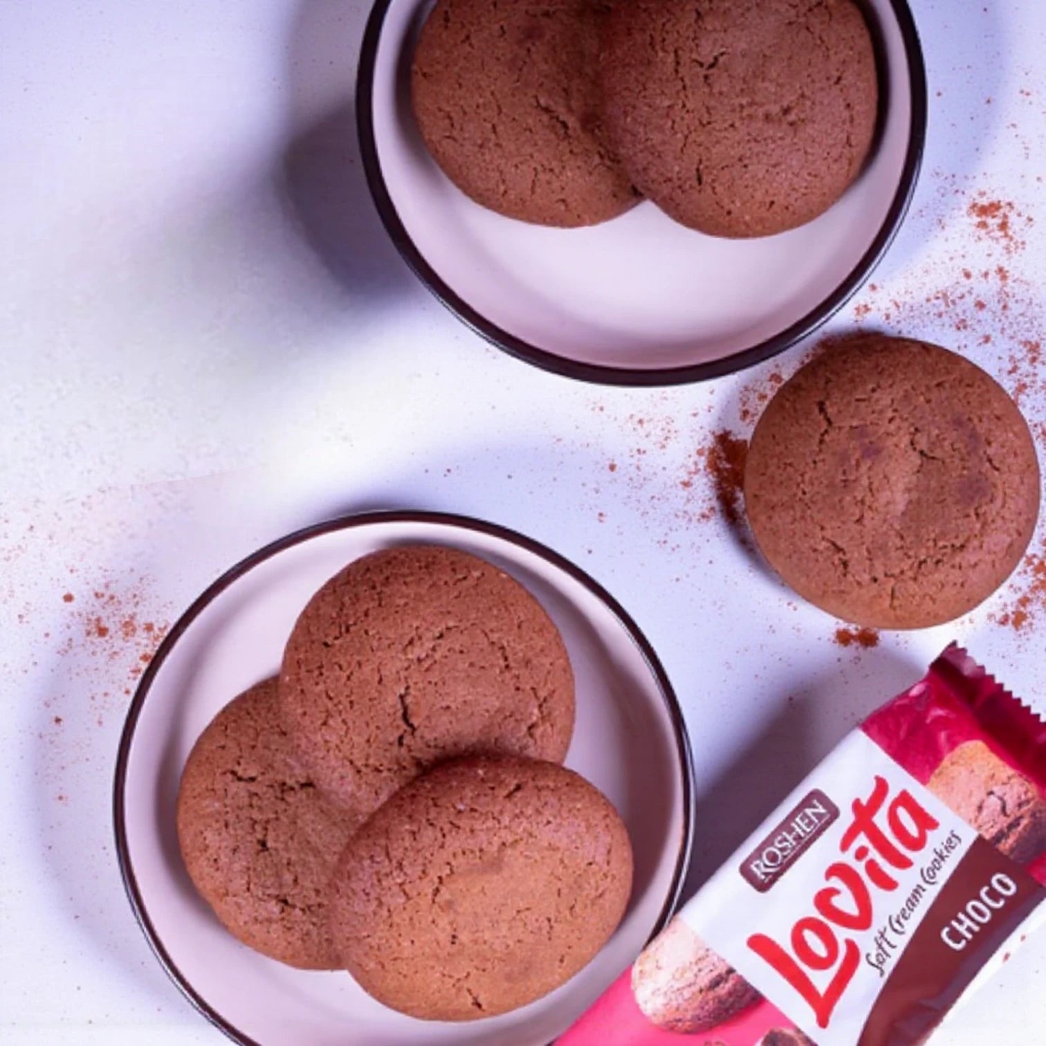 Roshen Lovita Soft Cream Cookies – Cocoa Flavor, Pack of 3 | Crispy & Creamy Snack | Hazelnut Filling | No Preservatives or Artificial Colors - Damoo