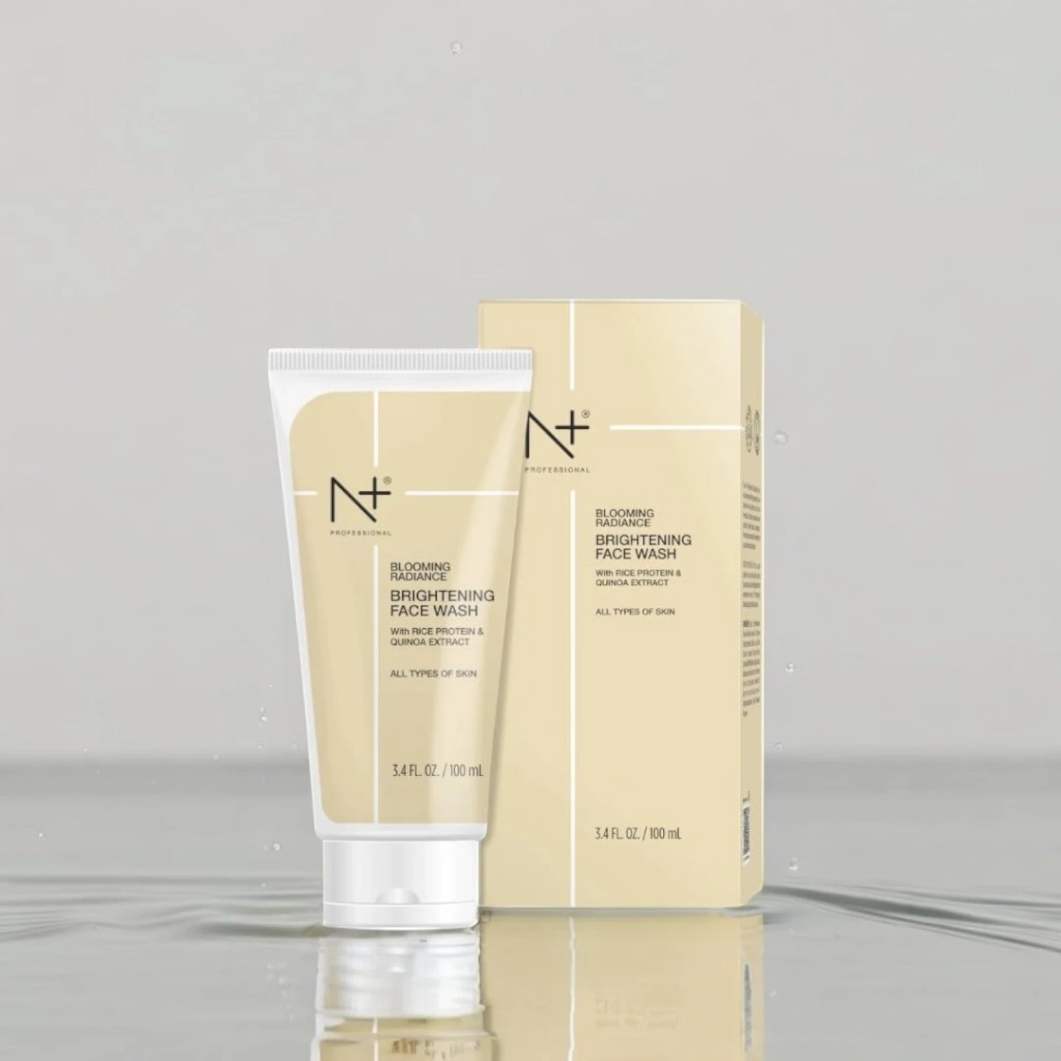 N PLUS Professional Blooming Radiance Brightening Face Wash 100 ML– Rice Protein & Quinoa Extract | Niacinamide | Gentle Gel Cleanser for All Skin Types - Damoo