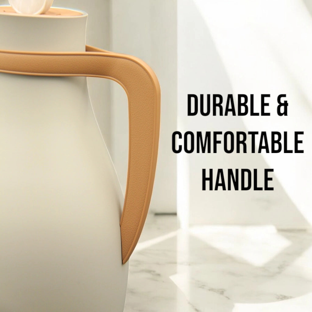 Najib Vacuum Flask Set – 0.7L + 1.0L Modern Thermal Flasks | Rust-Resistant Body | 12H Hot / 24H Cold | Push Button Lid | Non-Asbestos Pink Glass Liner | Durable Comfortable Handle - Damoo