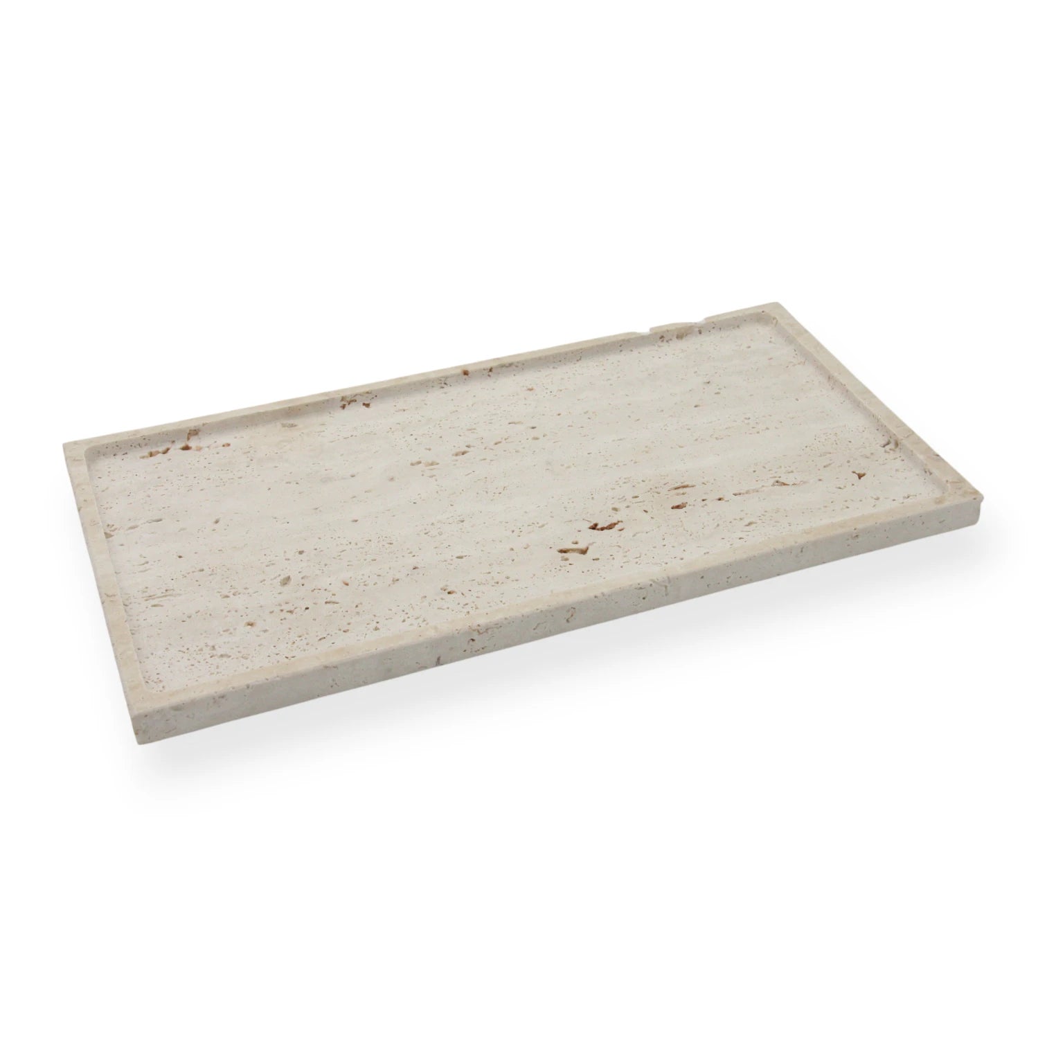 Natural Travertine Decorative Tray – Rectangular Marble Tray for Counter, Kitchen, Vanity, Dresser, Nightstand, or Desk - Multipurpose Stone Serving Tray by Damoo - Damoo