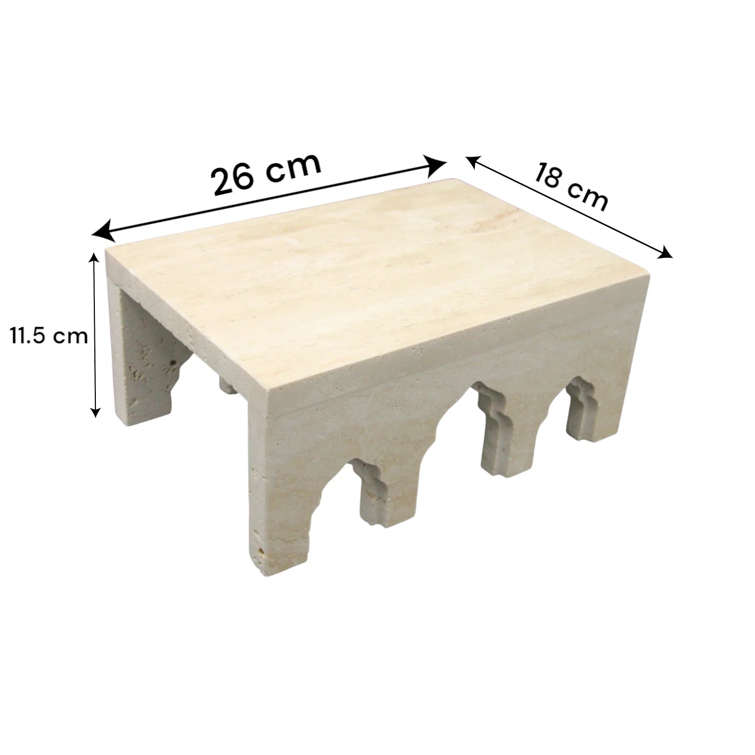 Natural Travertine Display Riser – Decorative Multi-Arch Stone Pedestal for Home Decor, Jewelry & Photography Props - Damoo