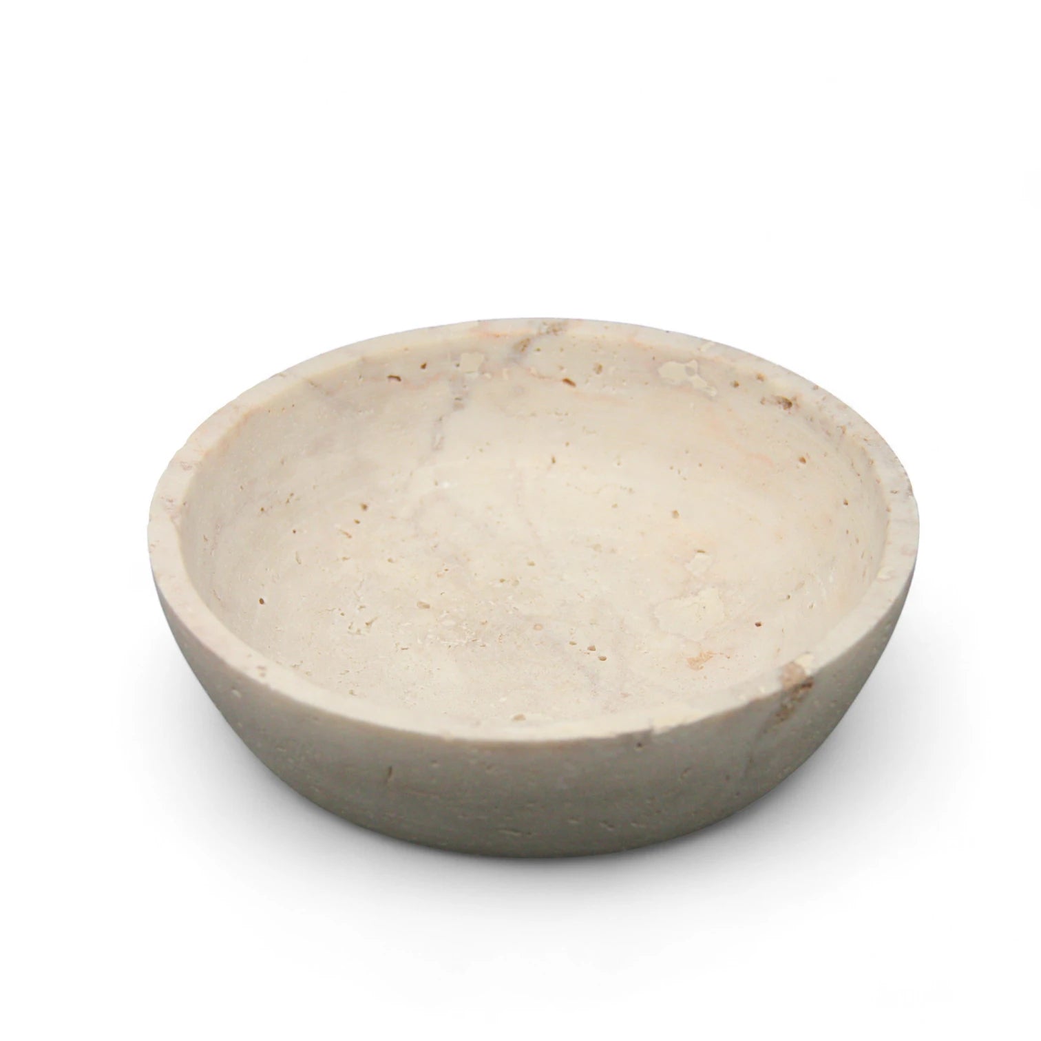 Natural Travertine Stone Bowl – Handcrafted Round Catchall Tray for Keys, Jewelry, Candles, or Decor | Minimalist - Damoo