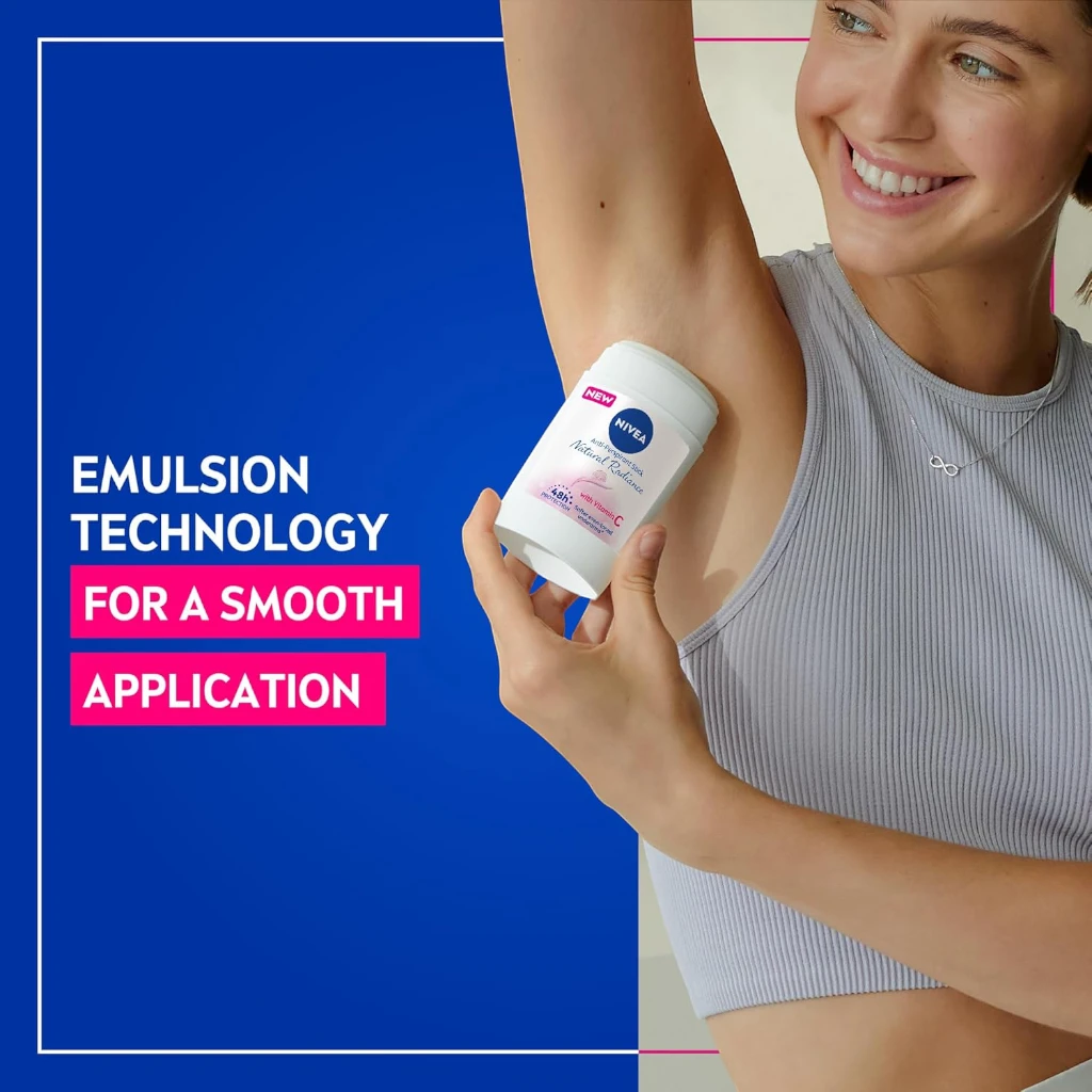 NIVEA 3 in 1 Antiperspirant Stick for Women 50ml – Natural Radiance with Vitamin C, 48h Protection, Alcohol-Free - Damoo
