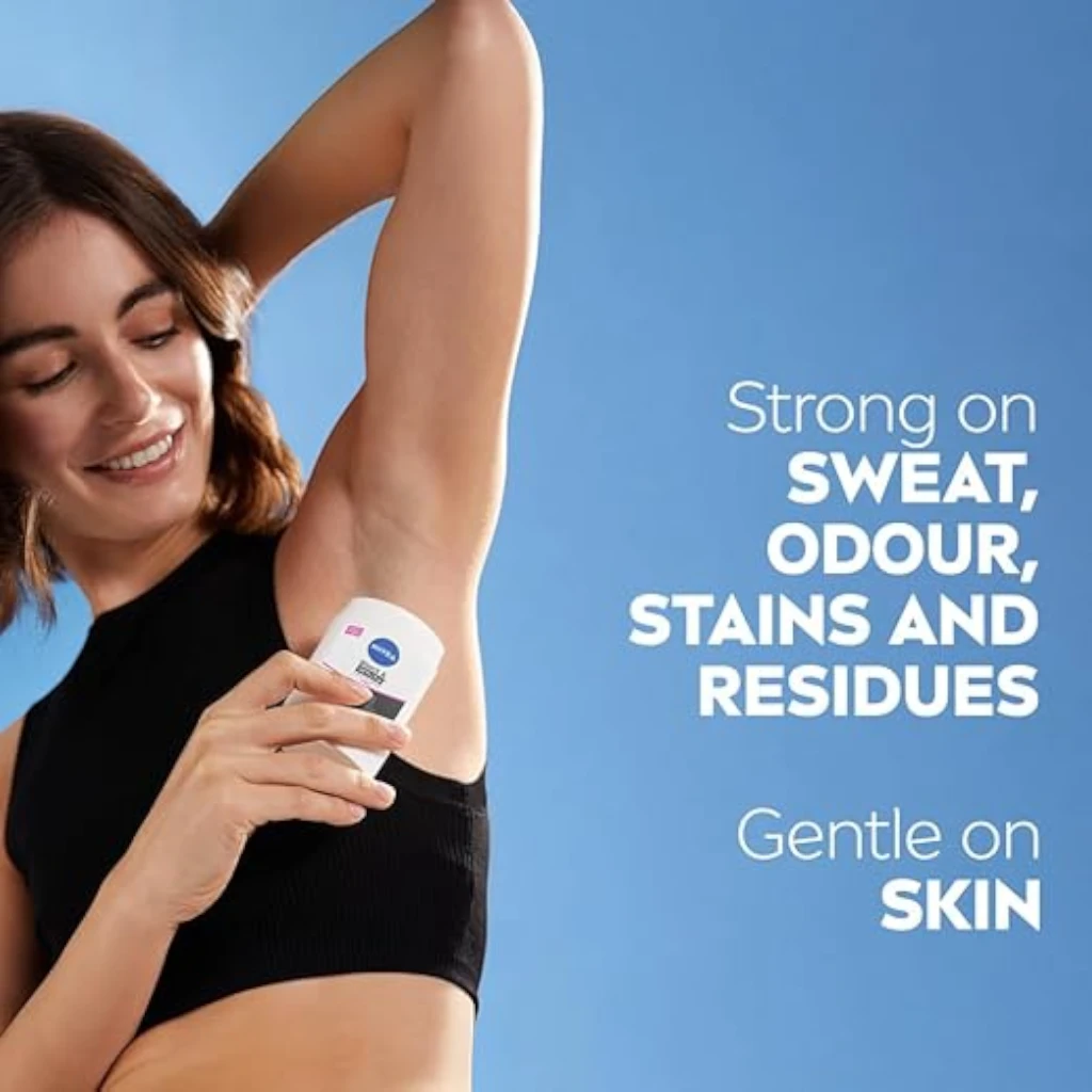 NIVEA Black & White Invisible Deodorant Stick for Women 50ml – 72H Antiperspirant, 5-in-1 Sweat & Odor Protection, No Stains or Residue, Alcohol-Free - Damoo