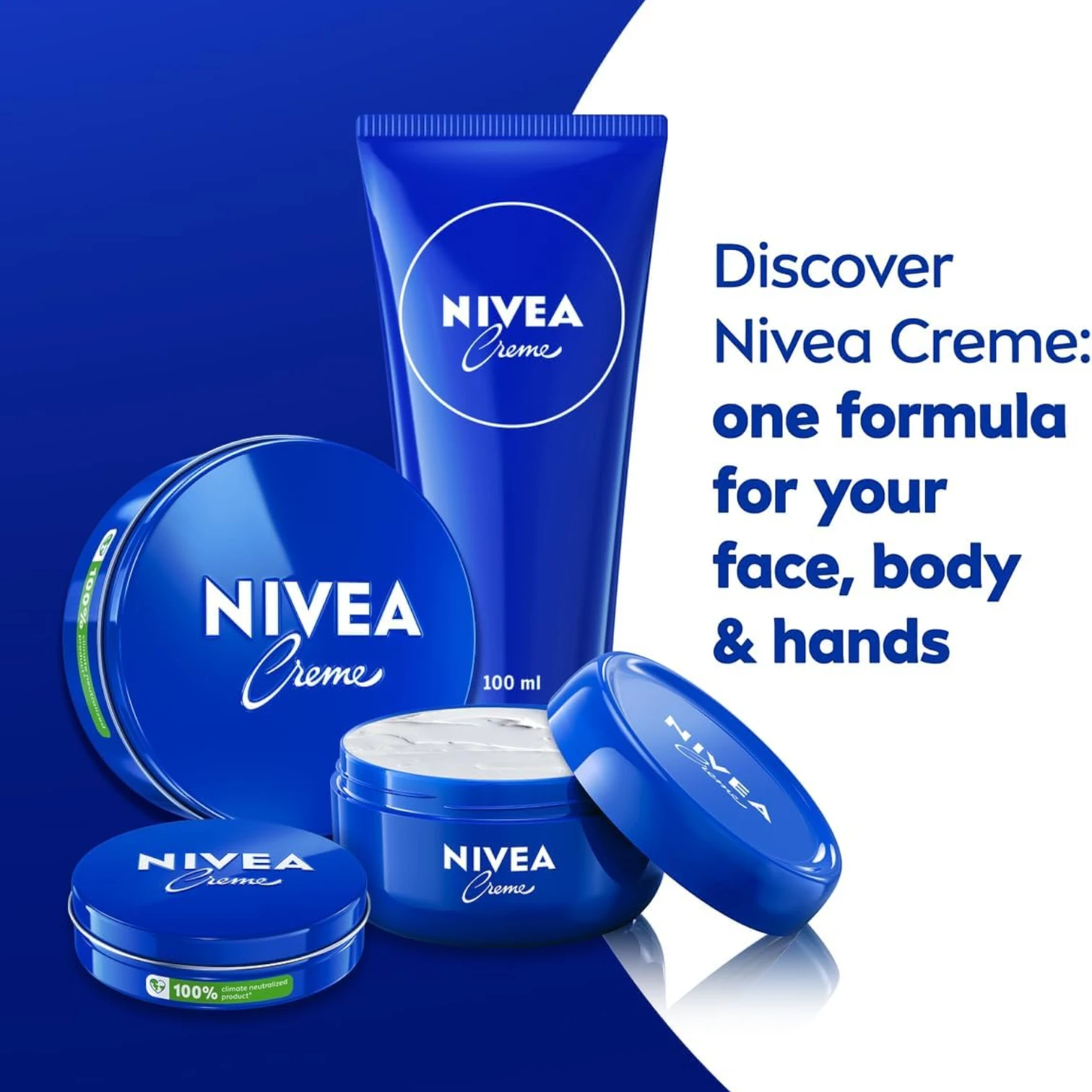 NIVEA Creme Tin 150 ML – Intensive Moisturizing Cream for Face, Hands & Body | With Eucerit®, Panthenol & Glycerin | Preservative-Free | Suitable for All Skin Types - Damoo