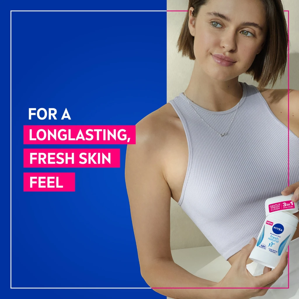 NIVEA Deodorant 3 in 1 Stick for Women 50ml – 48h Antiperspirant Protection, Fresh Natural Scent with Ocean Extracts, Alcohol-Free - Damoo