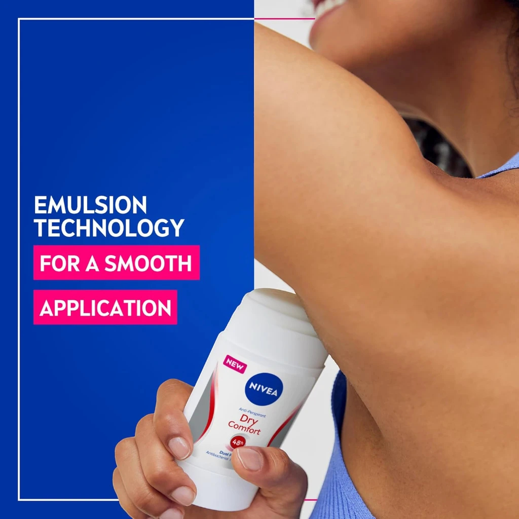 NIVEA Dry Comfort 3 in 1 Antiperspirant Stick for Women 50ml – 48H Sweat & Odour Protection, Quick Dry Formula, DryPlus System, Alcohol-Free - Damoo