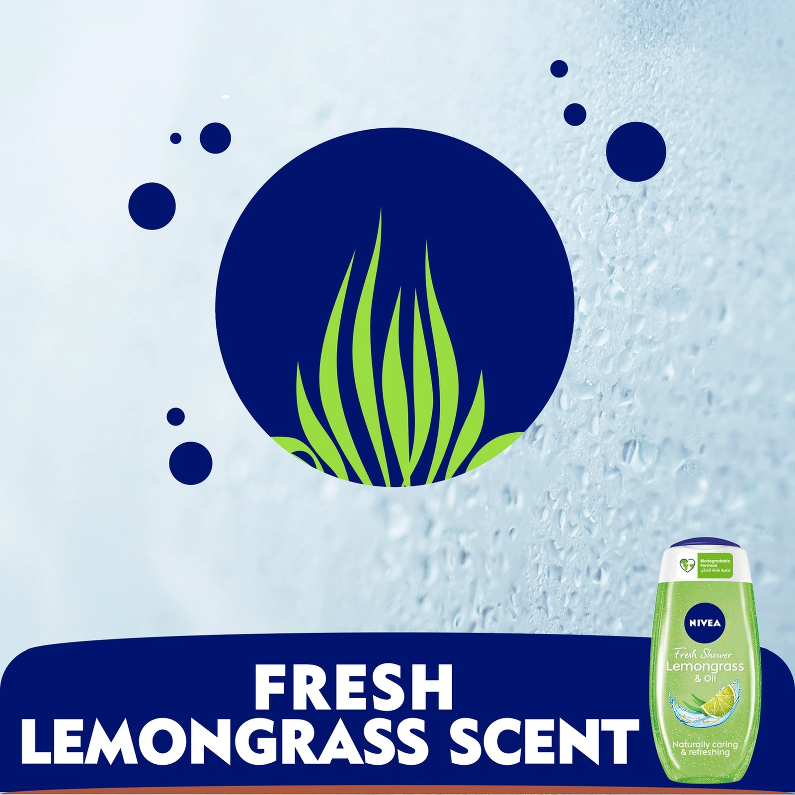 NIVEA Lemongrass & Oil Shower Gel Body Wash – 250ml | Invigorating Lemongrass Fragrance, Nourishing Oil Beads, pH Neutral, 99% Biodegradable, 96% Recycled Bottle, Skin-Friendly Formula - Damoo