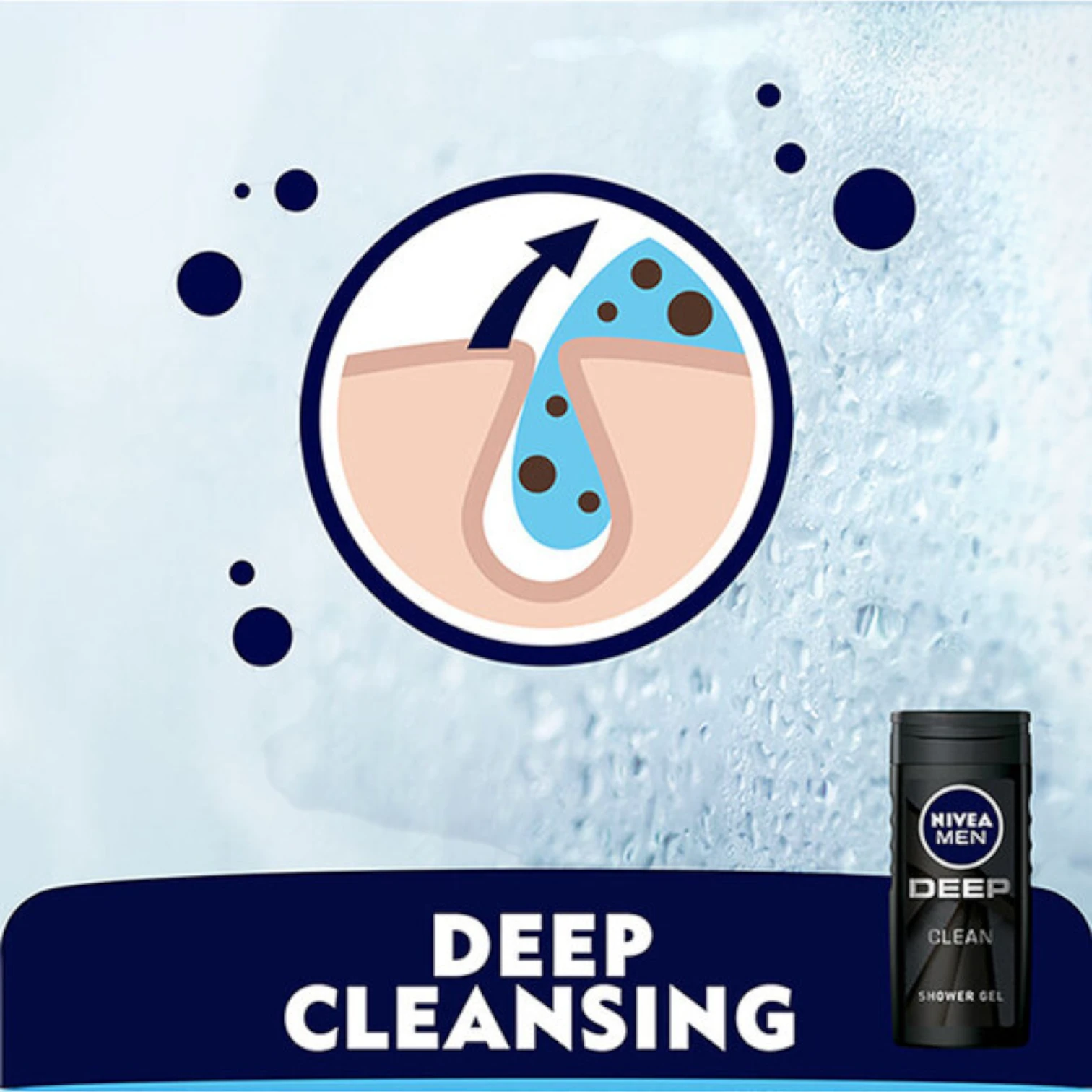 NIVEA Men Deep Clean Shower Gel with Microfine Clay 250ml– Body, Face & Hair Wash, Deep-Cleansing & Refreshing - Damoo