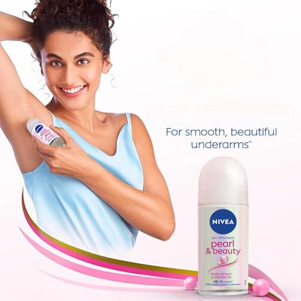 NIVEA Pearl & Beauty Antiperspirant Roll-On for Women 50ml – 48H Protection, Pearl Extract & Avocado Oil, Alcohol-Free, Smooth Underarms - Damoo