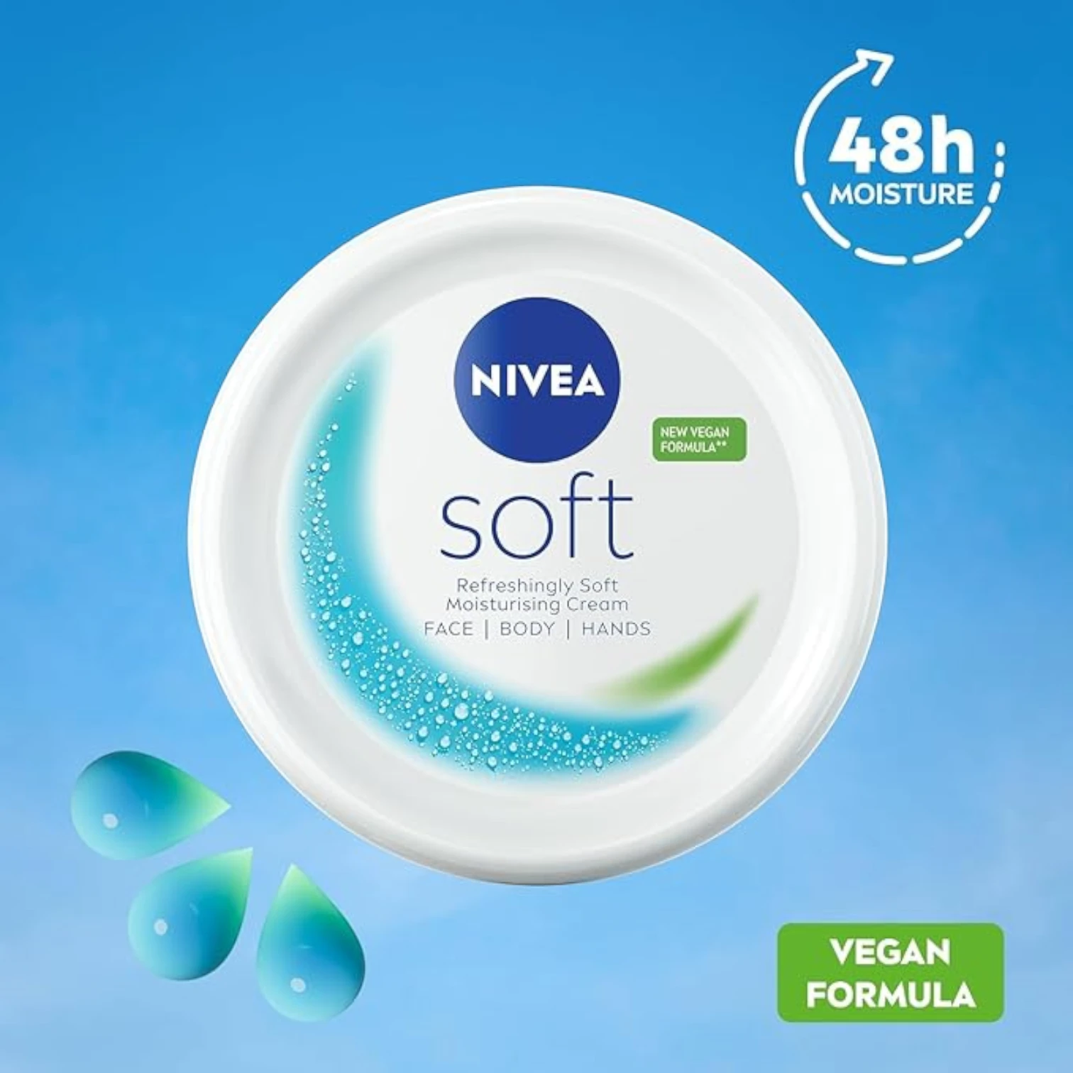 NIVEA Soft Moisturising Cream – Vitamin E & Jojoba Oil | Lightweight Face, Hand & Body Moisturizer | 300ml Travel Jar - Damoo