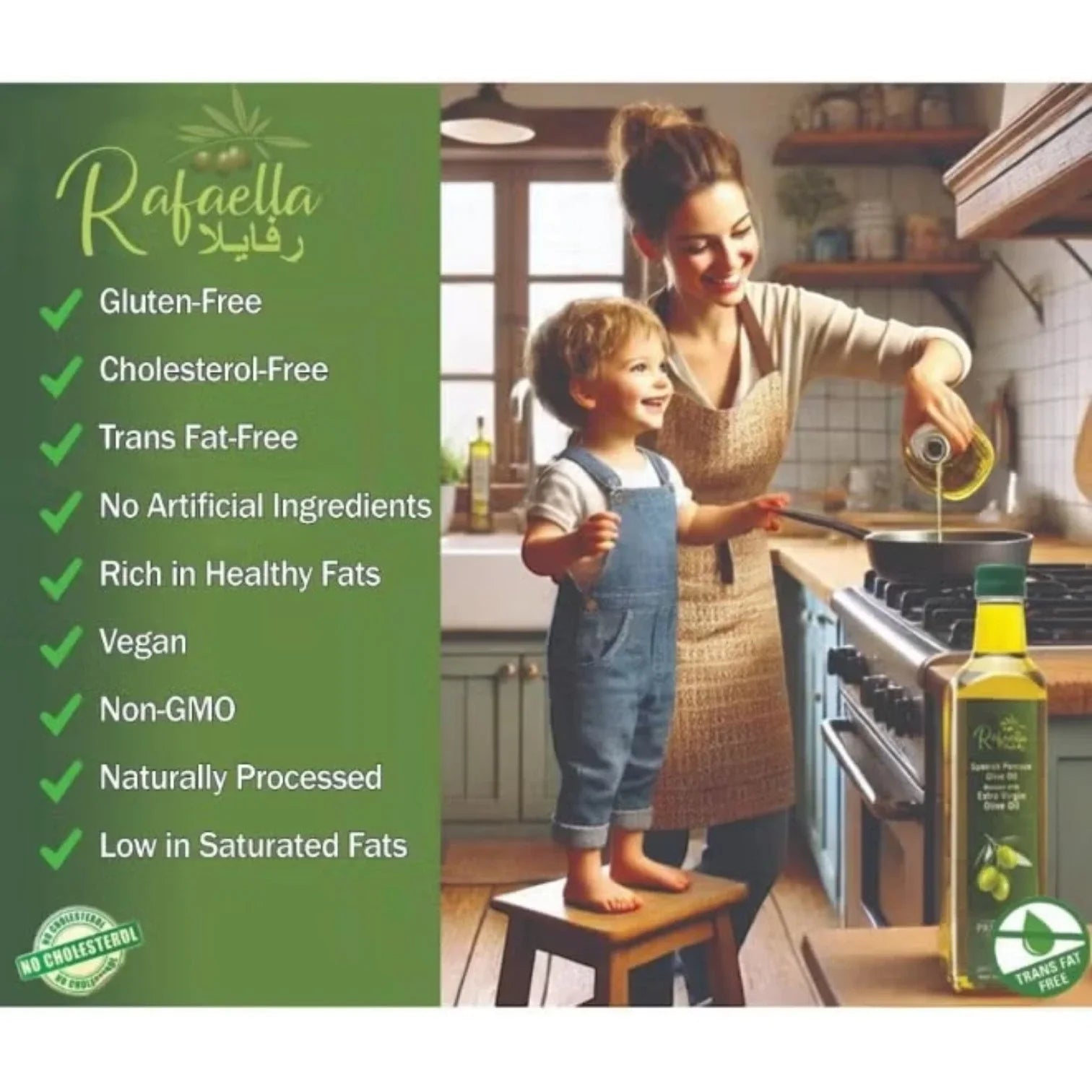 Rafaella Spanish Pomace Olive Oil 4L Tin – Blended with Extra Virgin Olive Oil, Zero Cholesterol, Ideal for Frying, Baking & Daily Cooking - Damoo