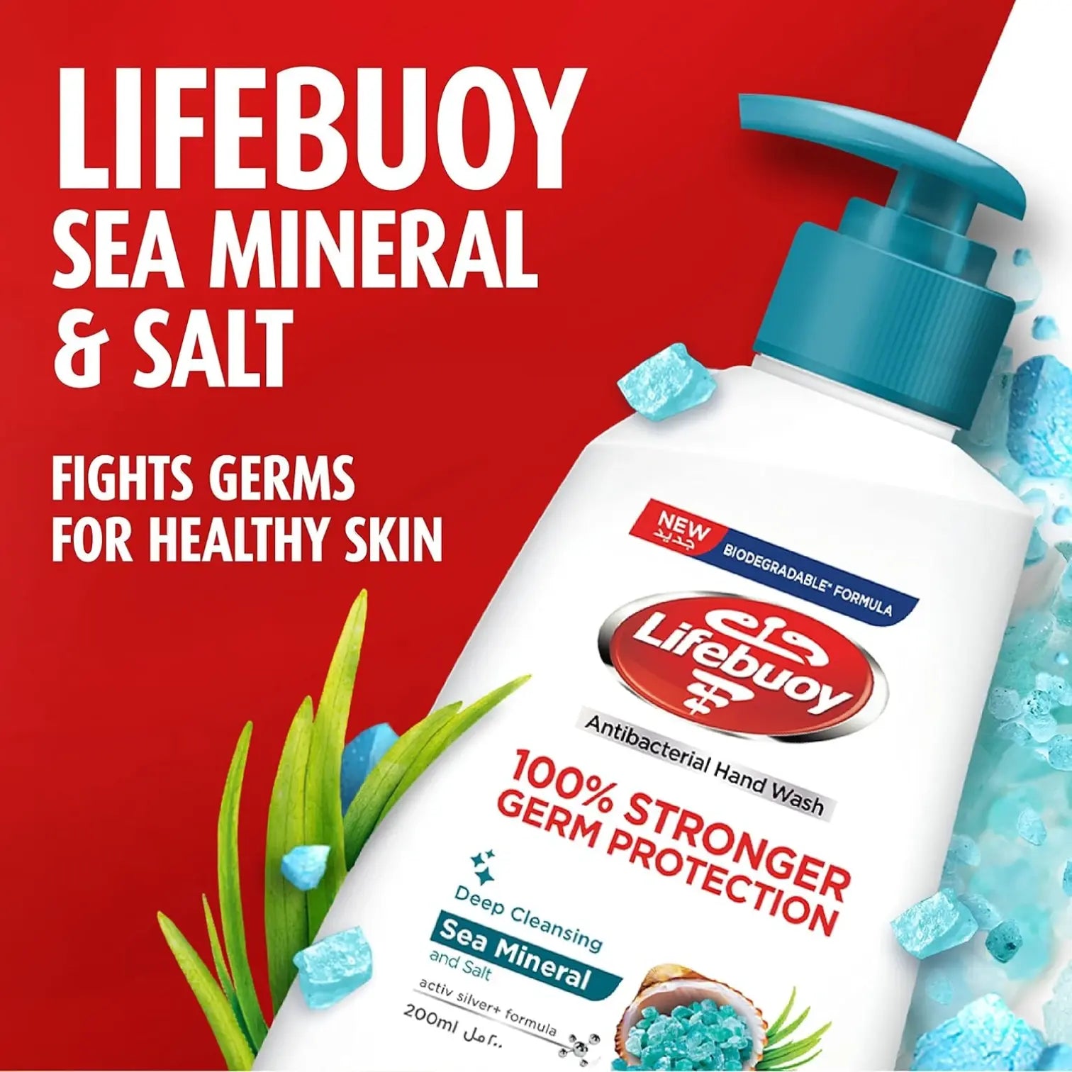 Lifebuoy Anti-Bacterial Hand Wash – Sea Minerals 200ml with Activ Silver+ Formula – 100% Stronger Germ Protection - Damoo